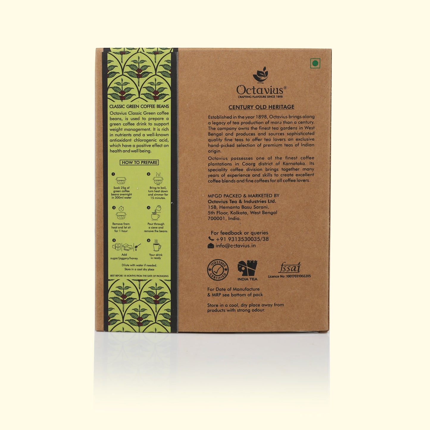 Classic Green Coffee Beans in Kraft Box - 250 gms 250g