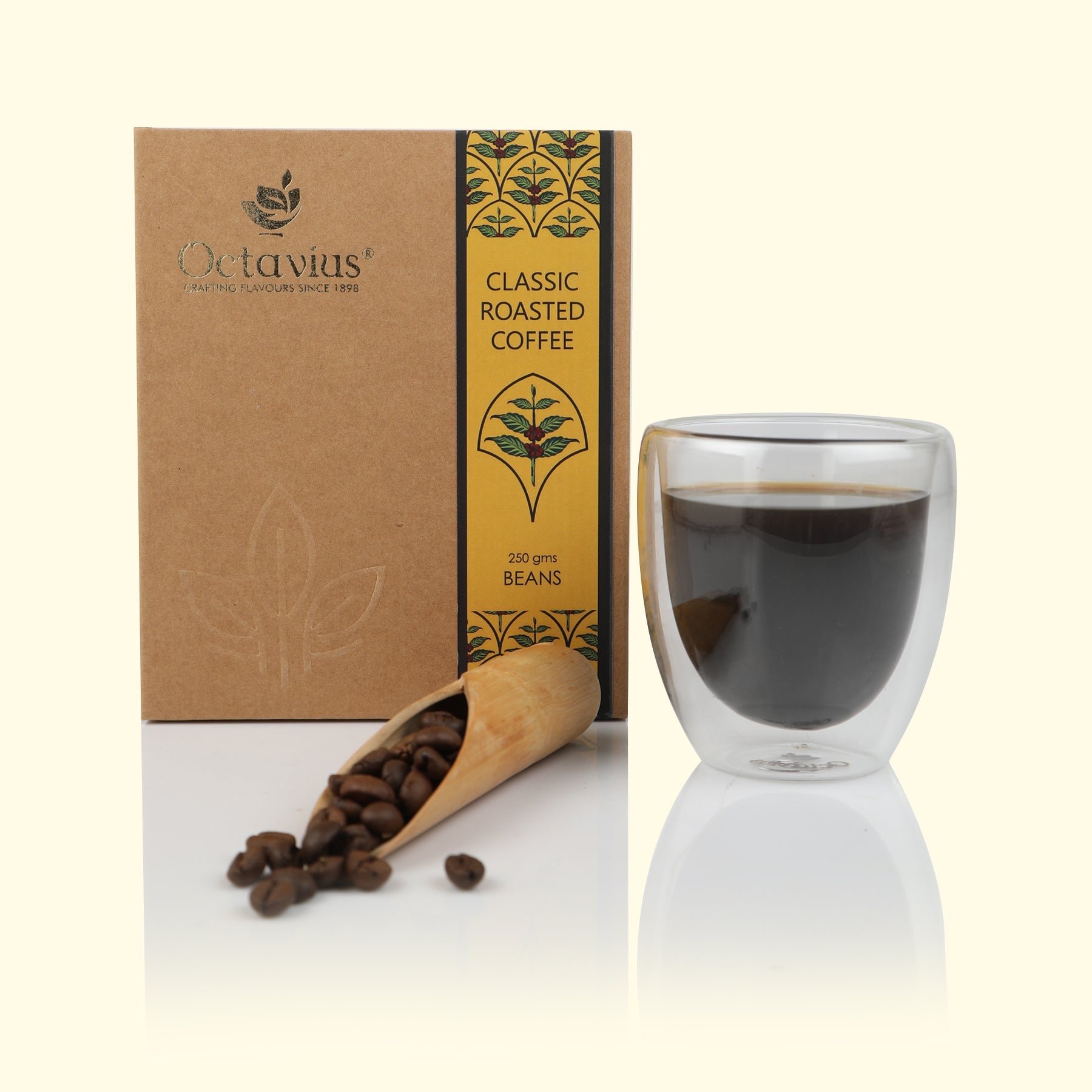 Roasted Coffee Beans in Kraft box - 250 grams 250g