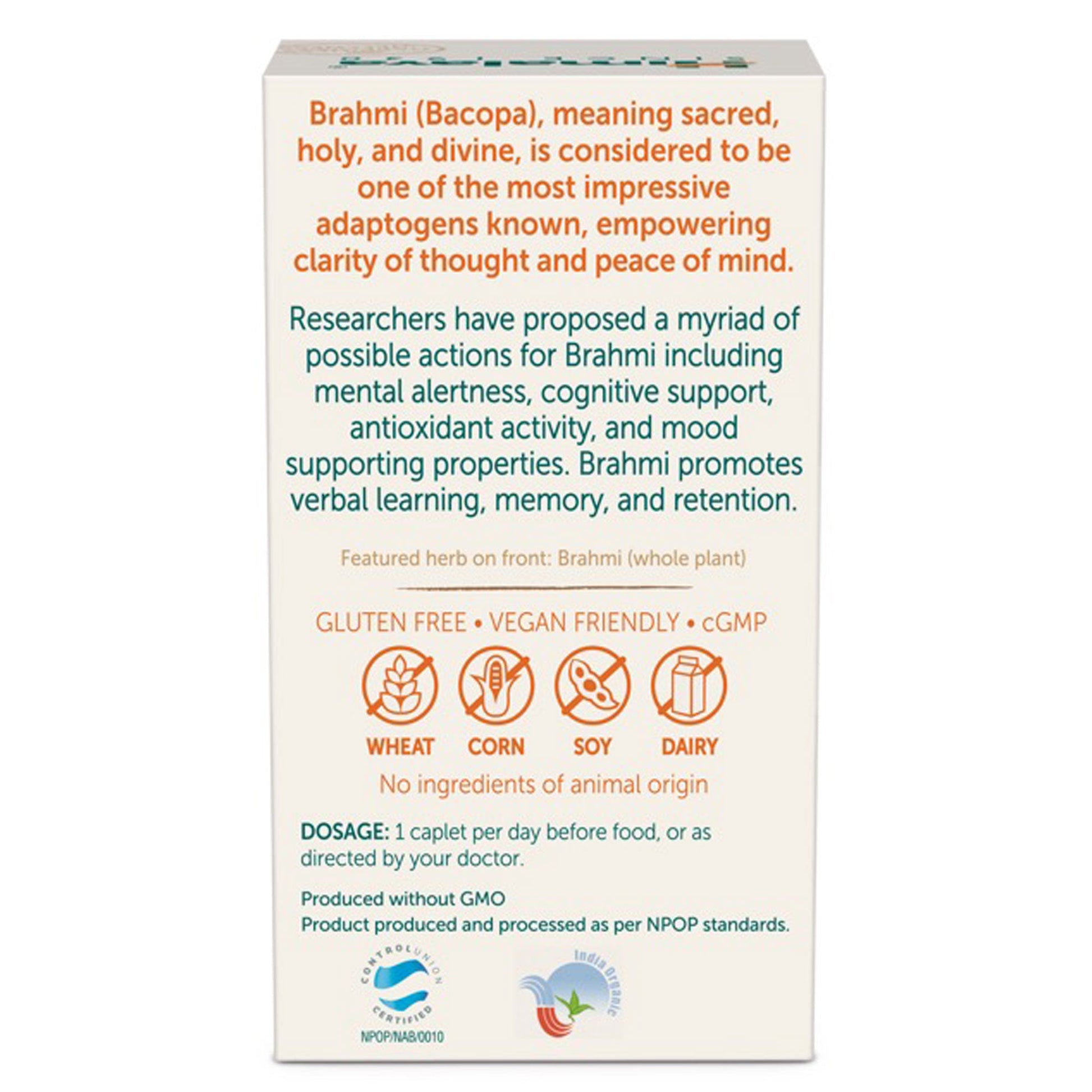 Organic Bacopa (Brahmi) Pack of 60