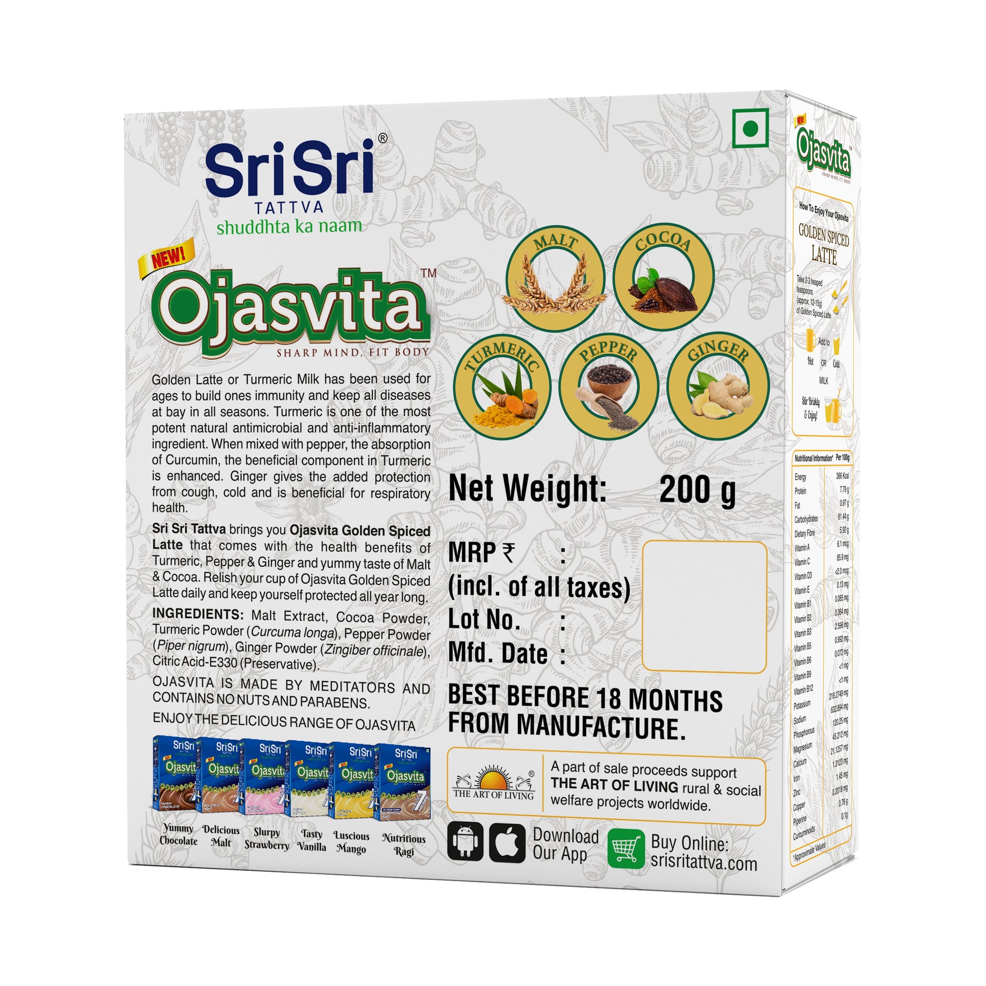 Golden Spiced Latte Ojasvita with Turmeric, Pepper and Ginger, 200 g 200g