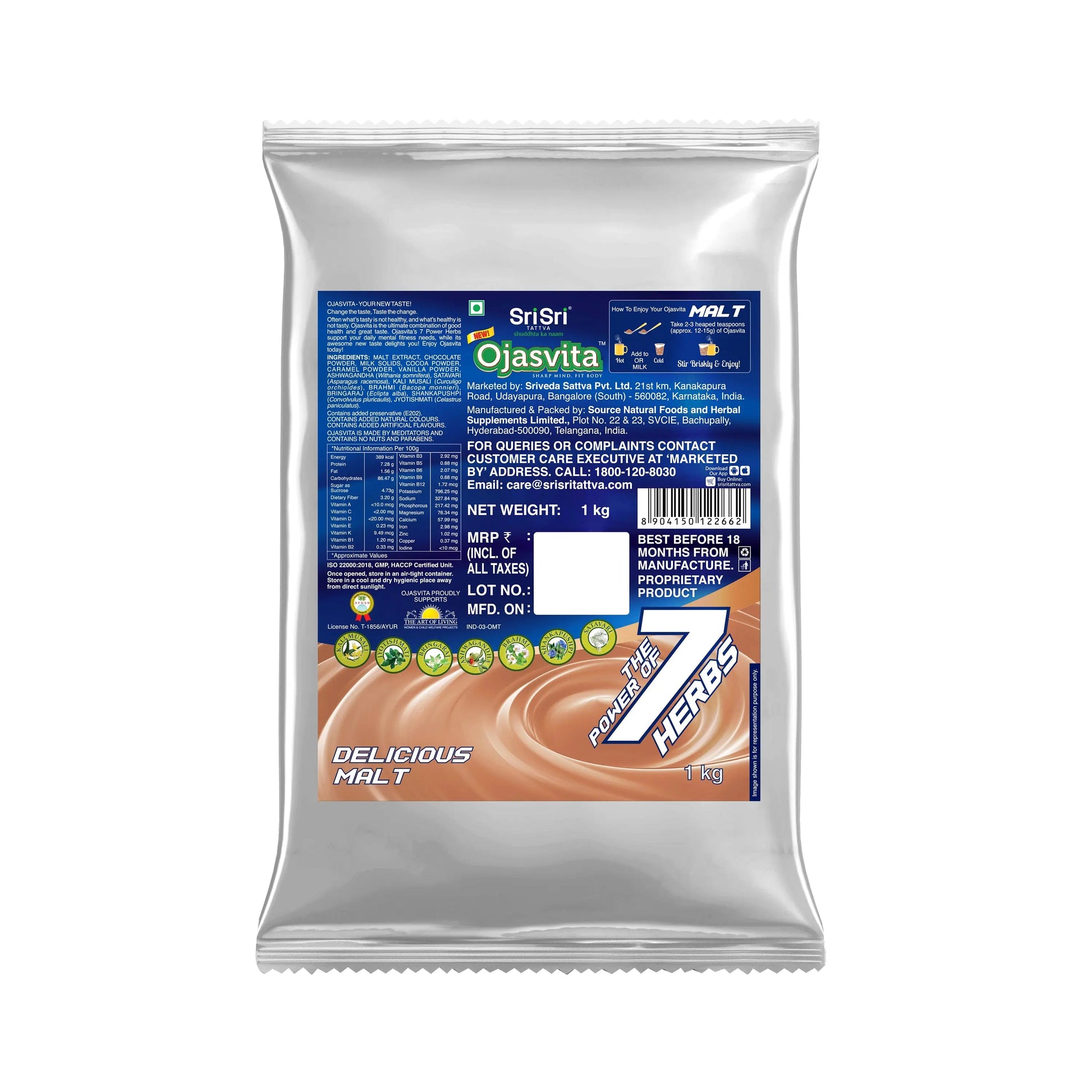 Malt Ojasvita - Sharp Mind & Fit Body, 1 kg (Refill Pack) 1kg