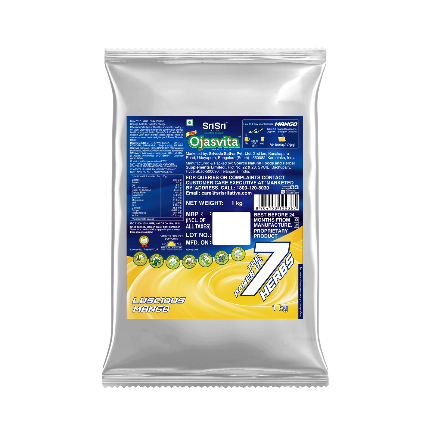 Mango Ojasvita - Sharp Mind & Fit Body , 1 kg (Refill Pack) 1kg