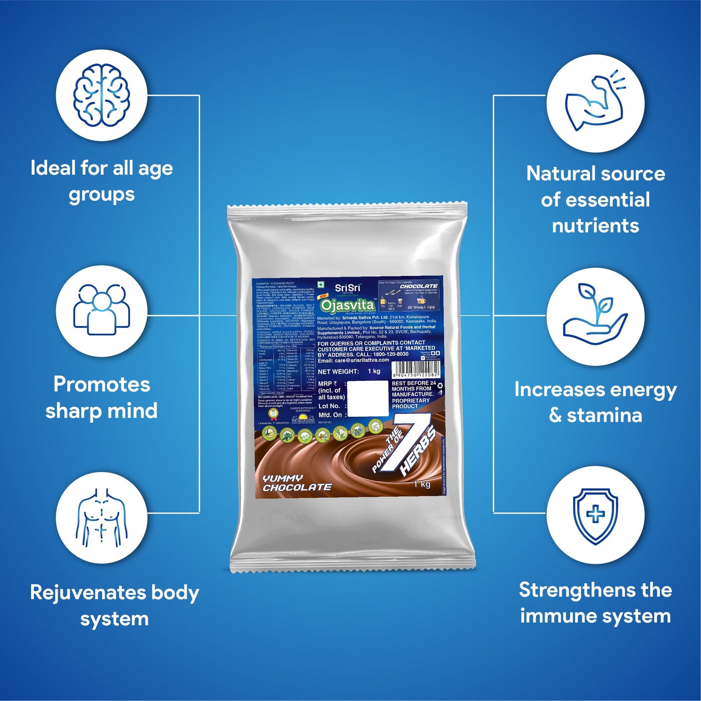 Chocolate Ojasvita - Sharp Mind & Fit Body, 1 kg (Refill Pack) 1kg