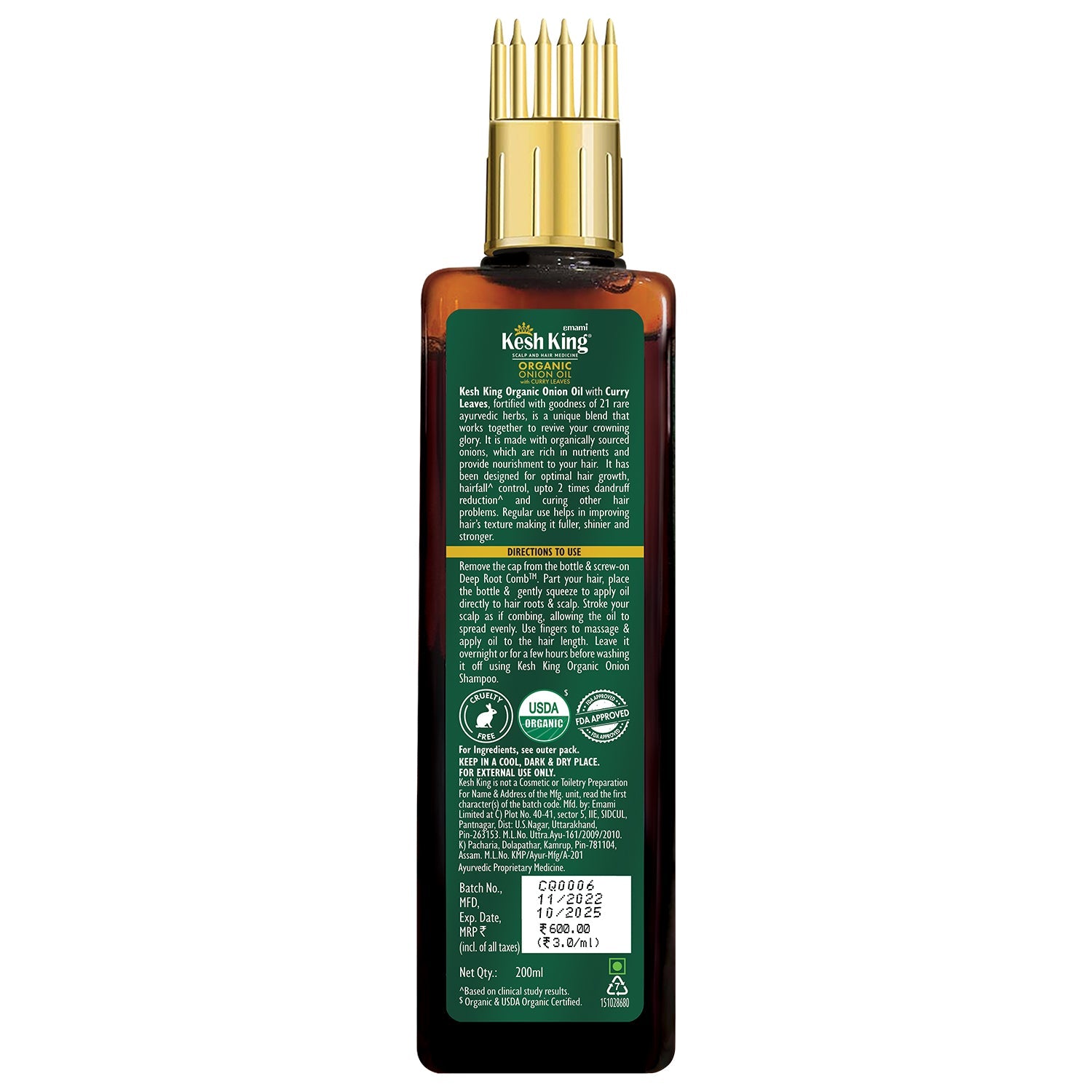 Kesh King Organic Onion Oil With Curry Leaves 100 ml