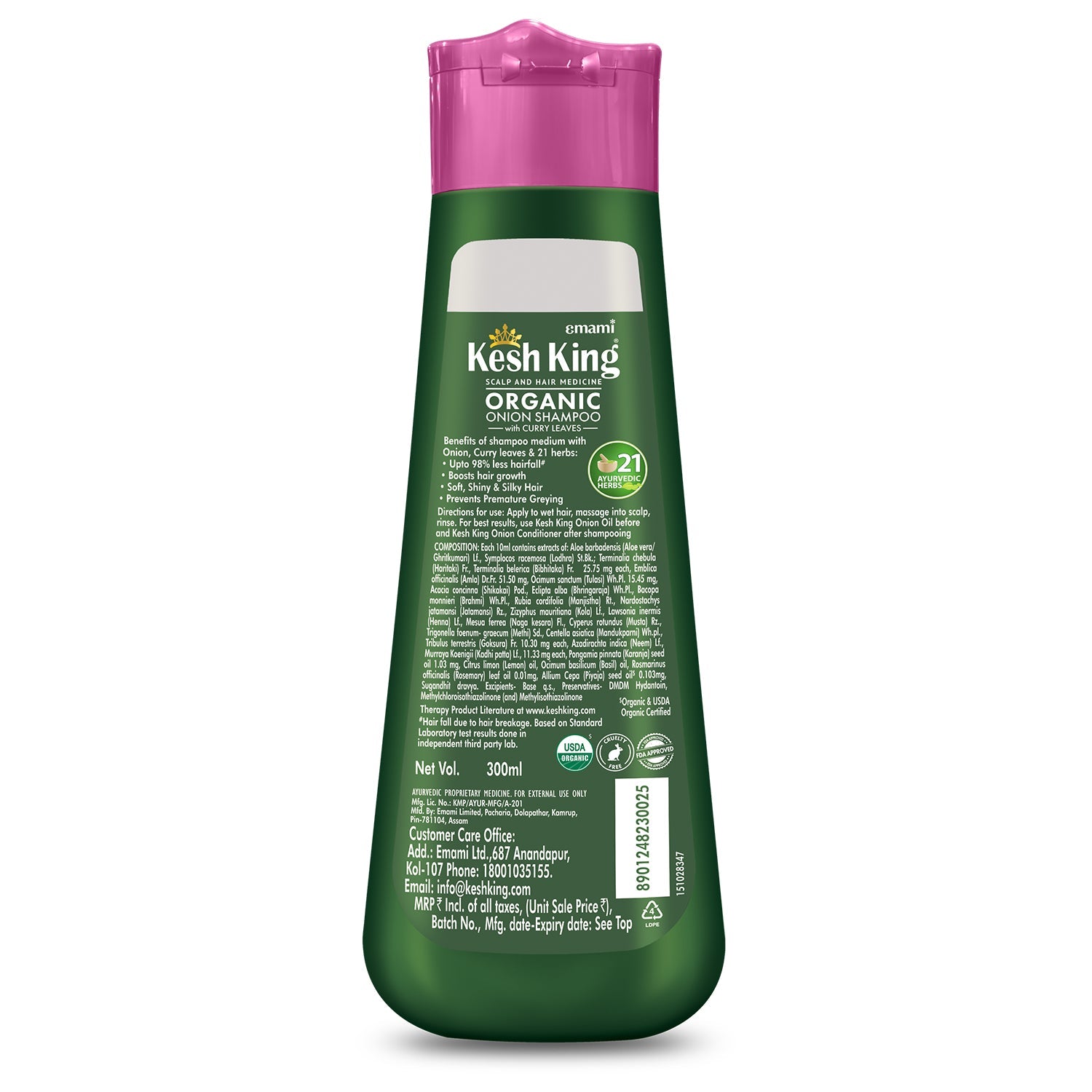 Kesh King Organic Onion Shampoo With Curry Leaves - 300 ml