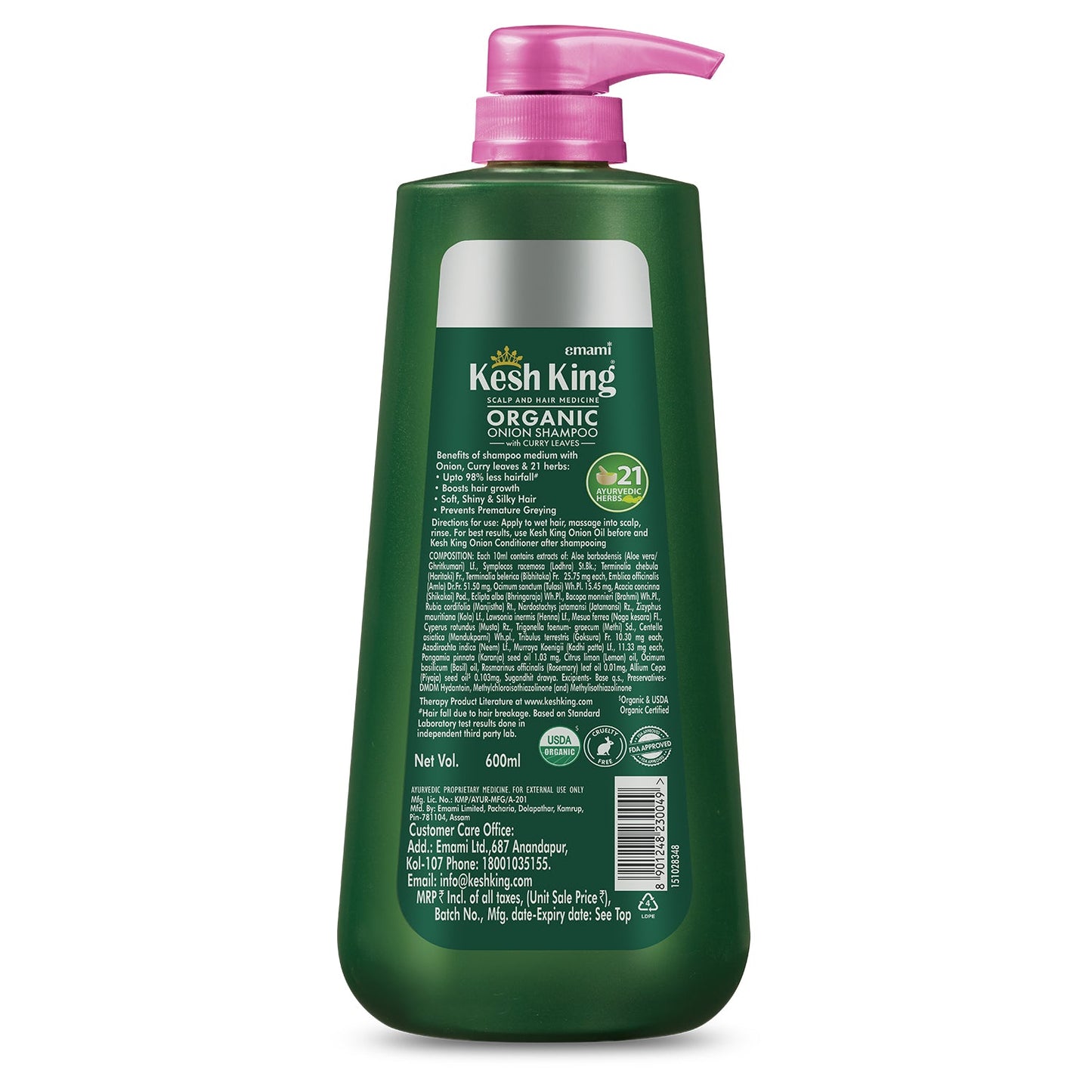 Kesh King Organic Onion Shampoo With Curry Leaves - 600 ml
