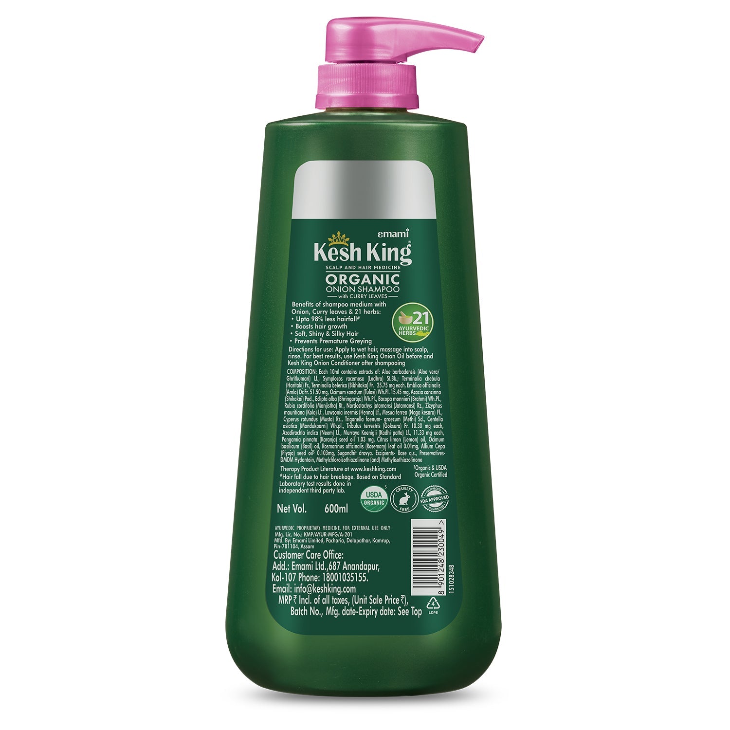 Kesh King Organic Onion Shampoo With Curry Leaves - 600 ml