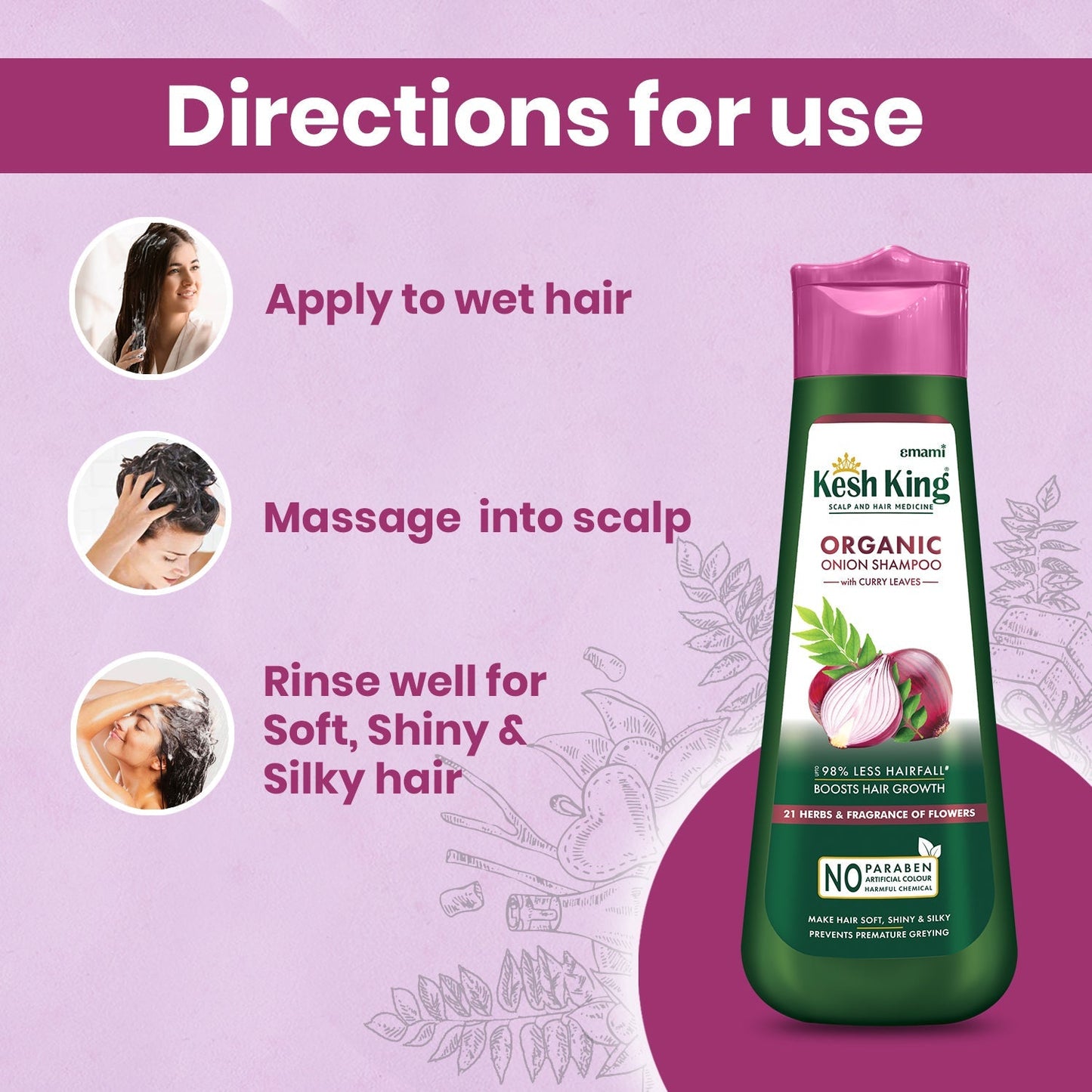 Kesh King Organic Onion Shampoo With Curry Leaves - 300 ml