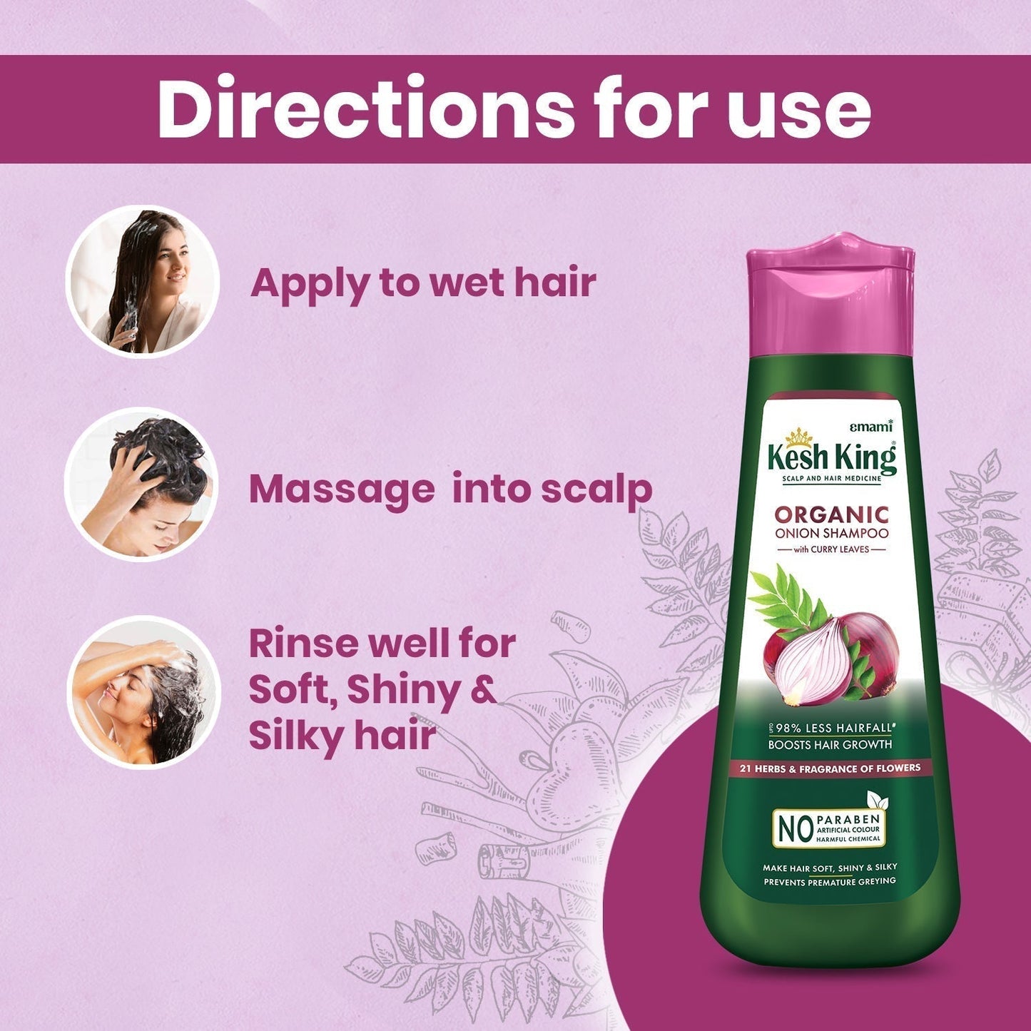 Kesh King Organic Onion Shampoo With Curry Leaves - 600 ml