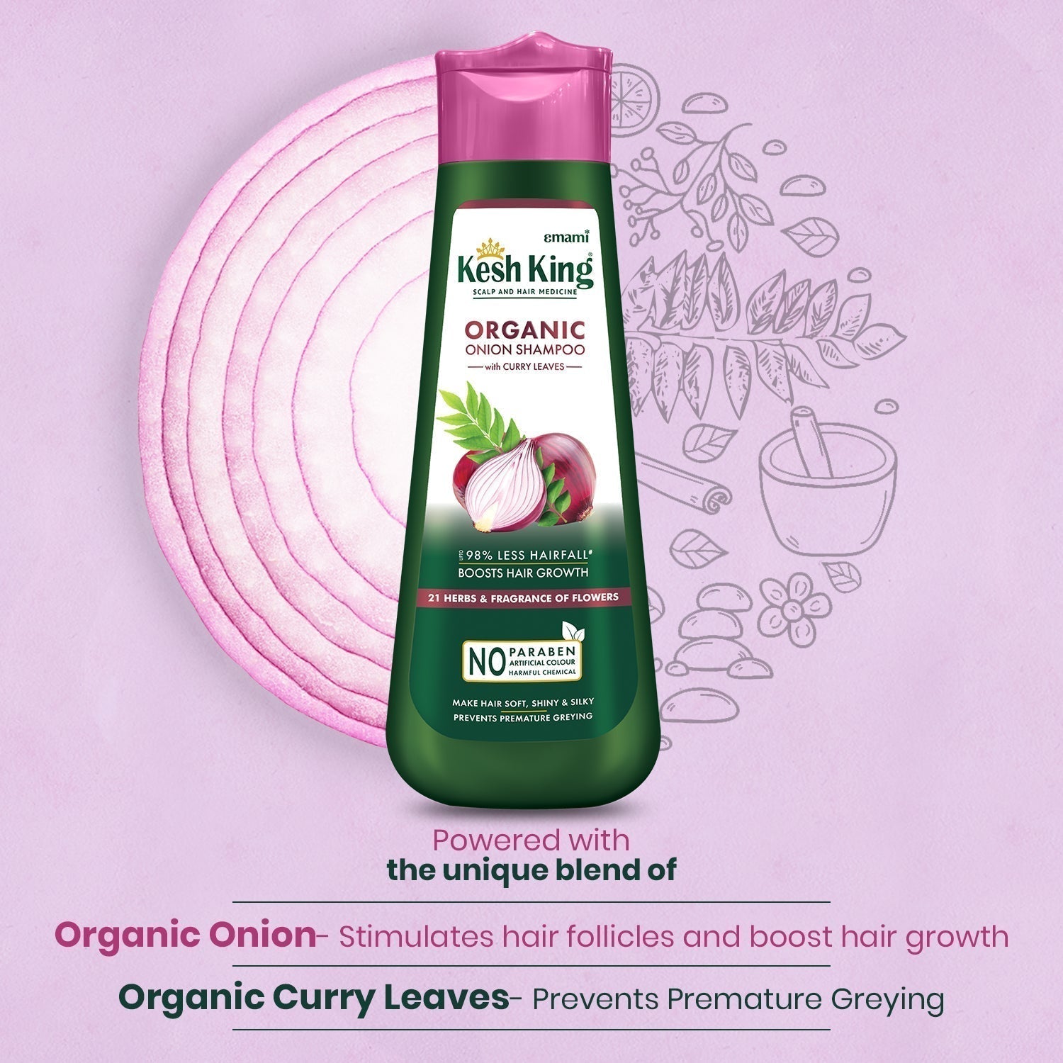 Kesh King Organic Onion Shampoo With Curry Leaves - 600 ml