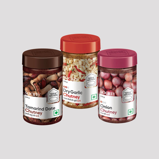Onion Chutney + Dry Garlic Chutney + Tamarind Date Chutney 200 g x 2 + 100 x 1
