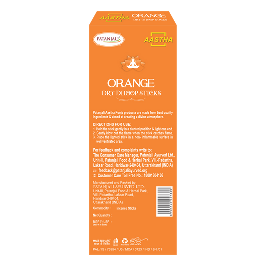 Aastha Dry Dhoop Sticks Orange-8 N