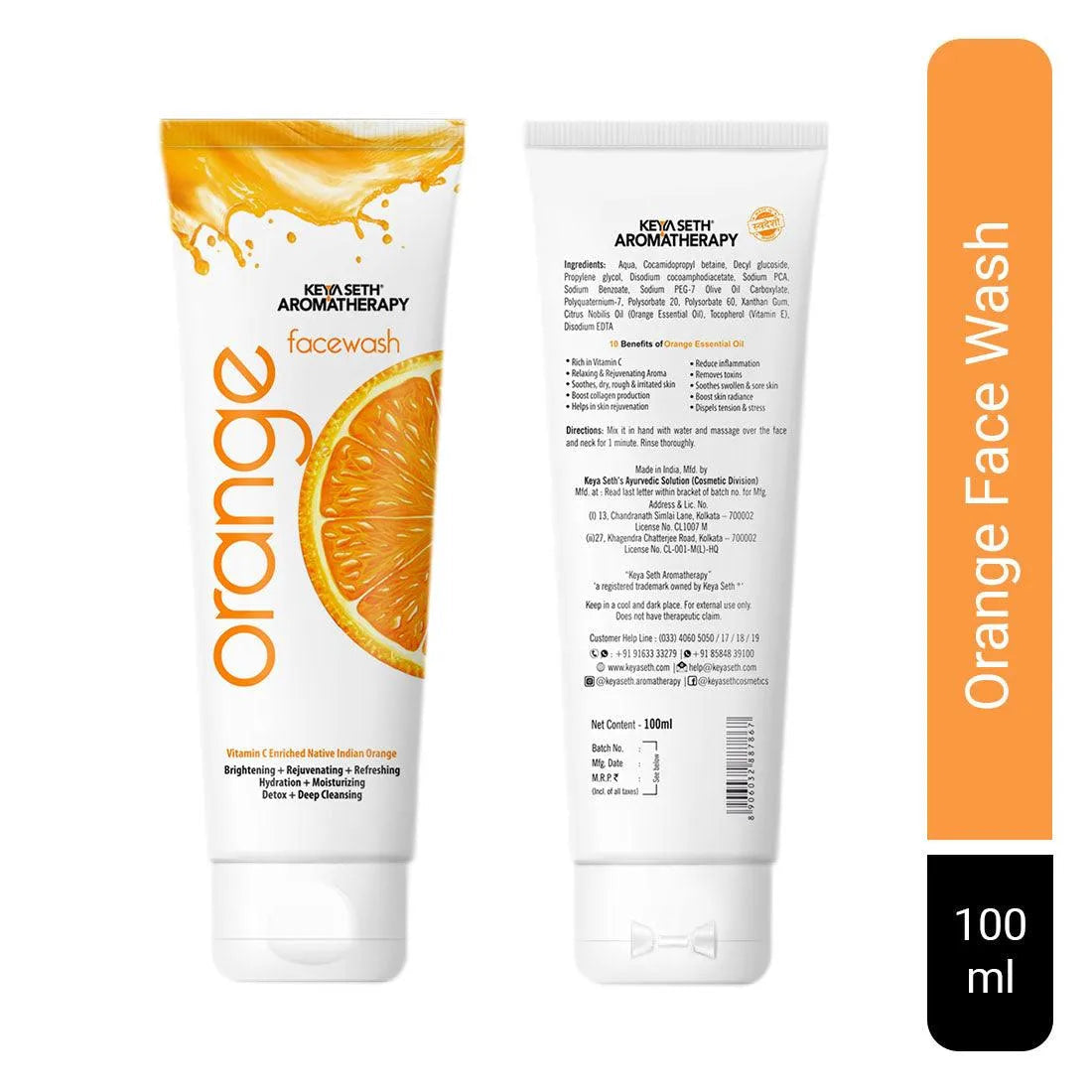 Orange Facewash, Vitamin C Enriched, SLS Free, Mild Foaming, Brightening Rejuvenating Refreshing Hydrating Moisturizing, Detox 100g