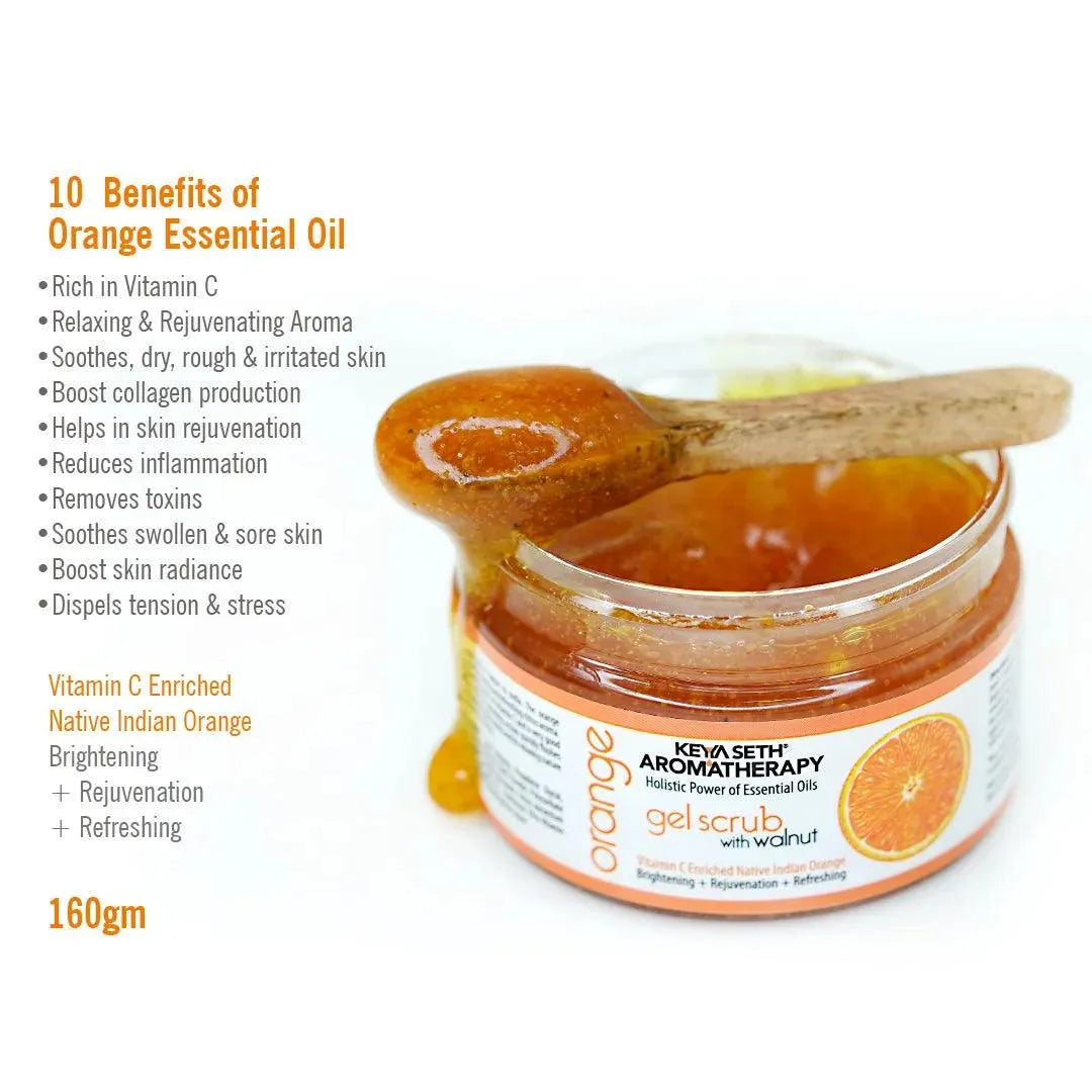 Orange Gel Scrub, Vitamin C Enriched, Walnut Shell, Natural Exfoliation, Removes Dead Cells, Brightening, Rejuvenating, Refreshing, Soothing & Detox 160g