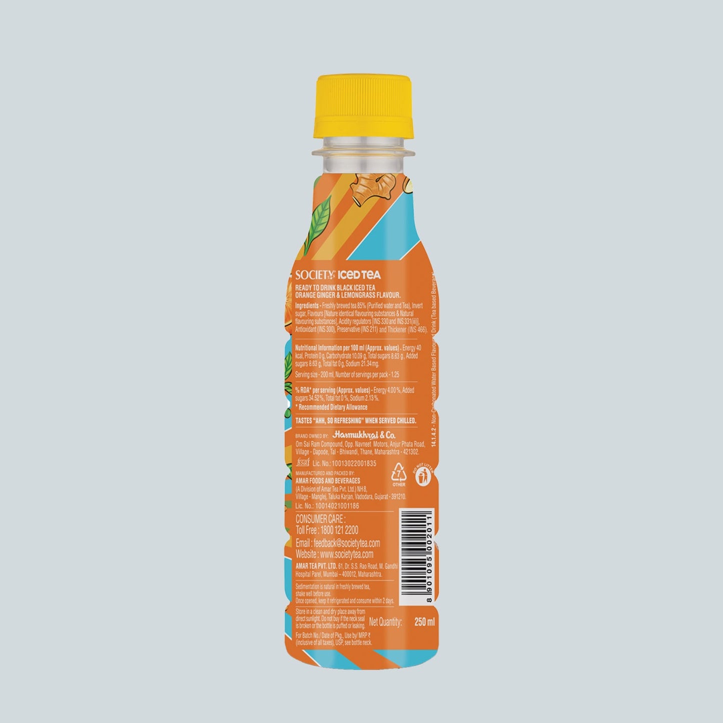 SOCIETY ICED TEA BOTTLE ORANGE GINGER LEMONGRASS FLAVOUR