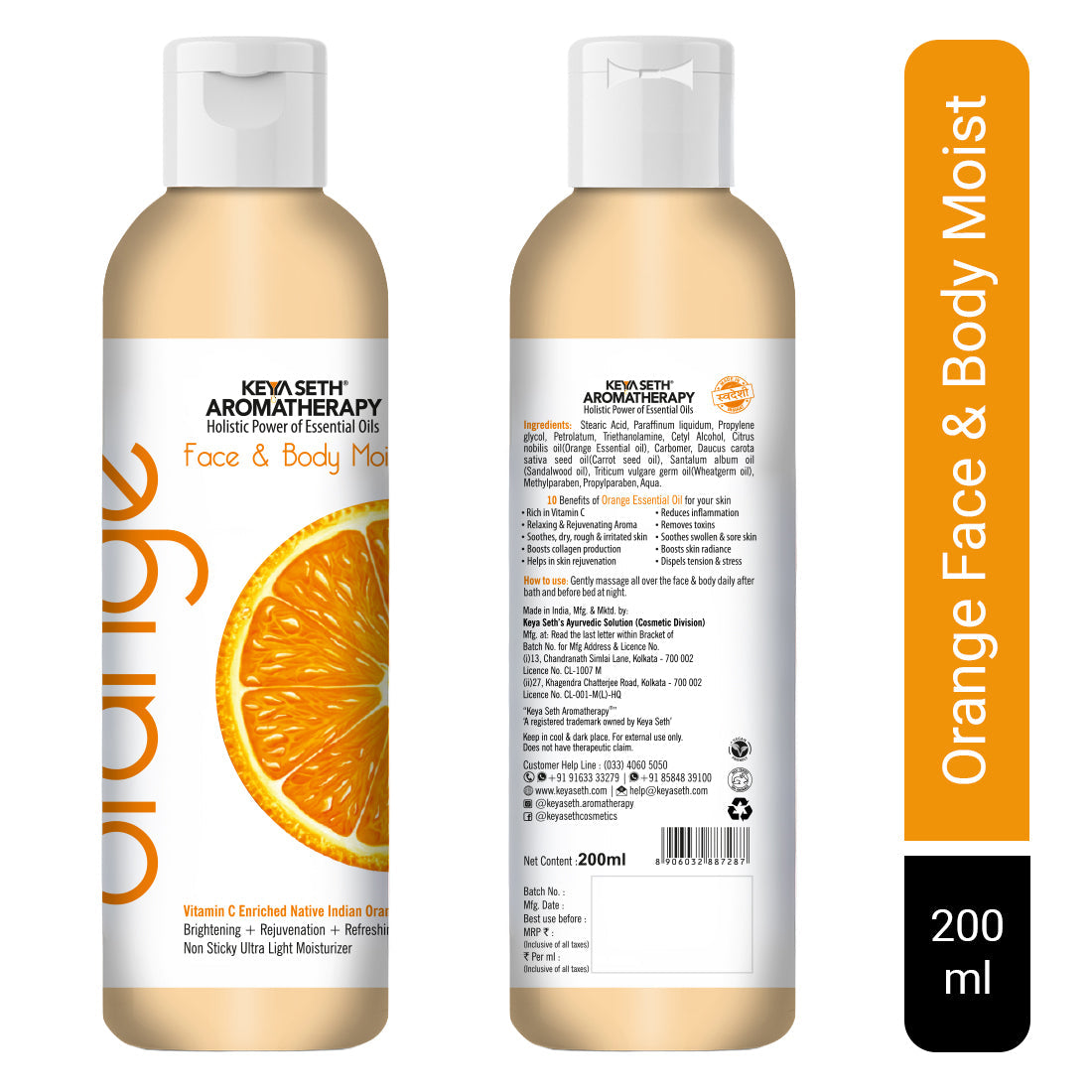 Orange Face & Body Moist,Vitamin C Enriched,Brightening, Rejuvenating, Refreshing 200ml