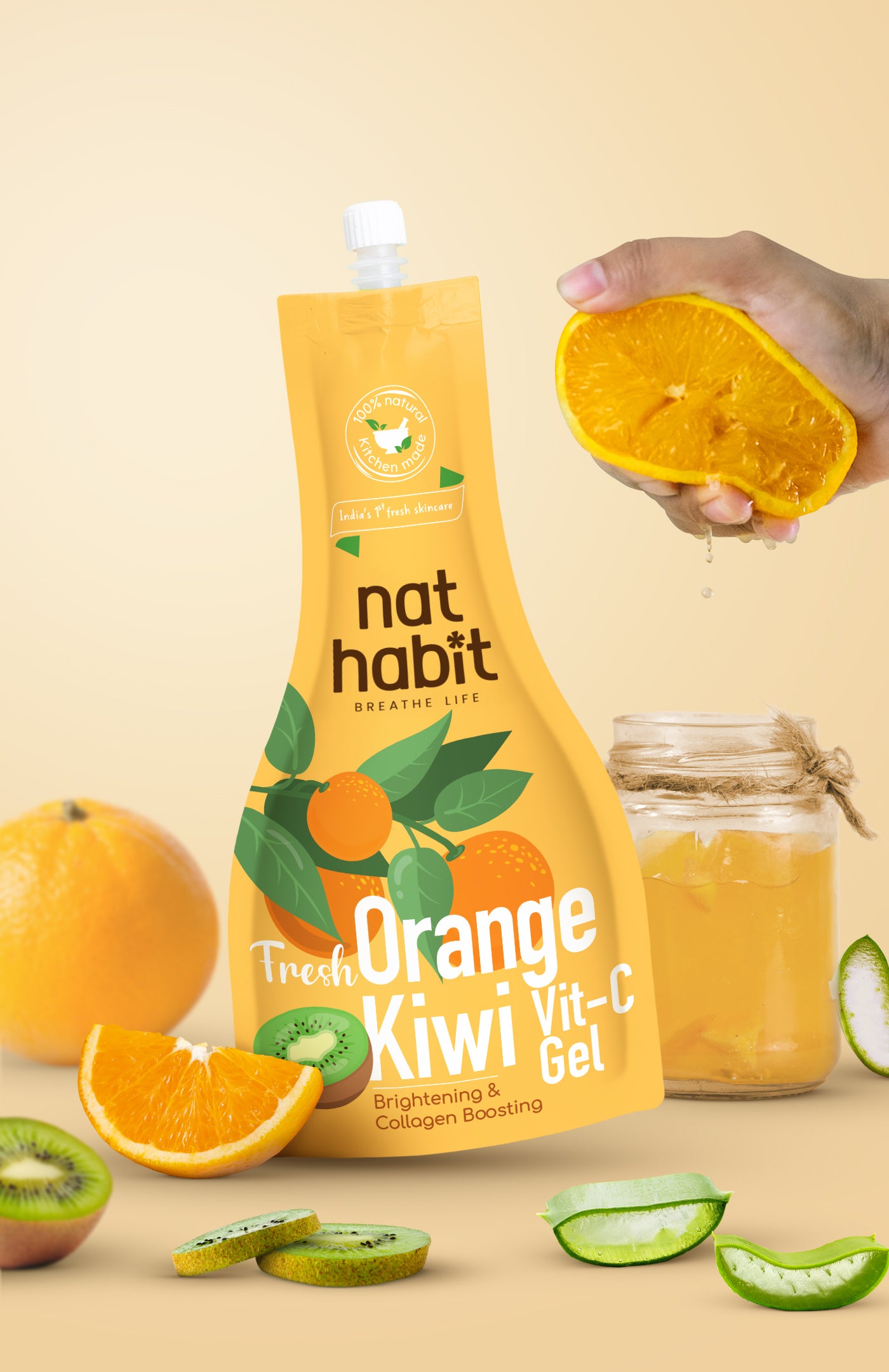 Fresh Orange Kiwi Vit-C Gel Face Pack 80g × 1