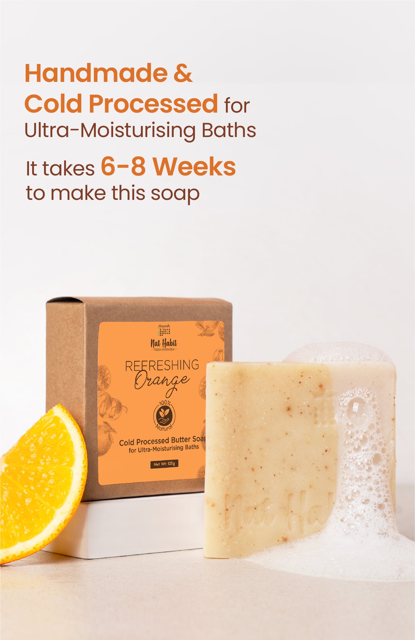 Cold Processed Refreshing Orange Soap 125g × 1