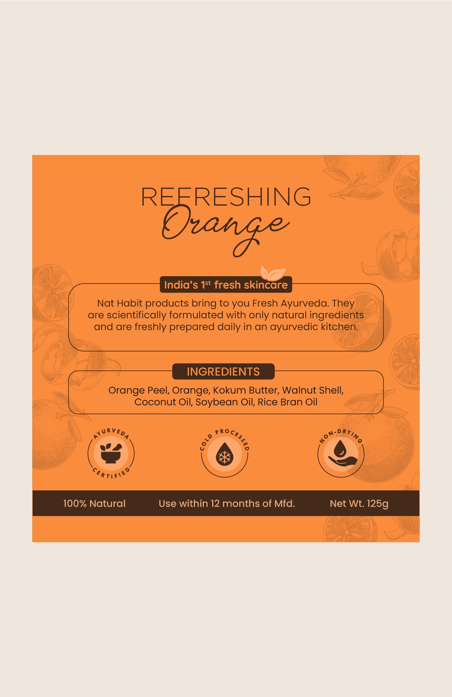 Cold Processed Refreshing Orange Soap 125g × 1