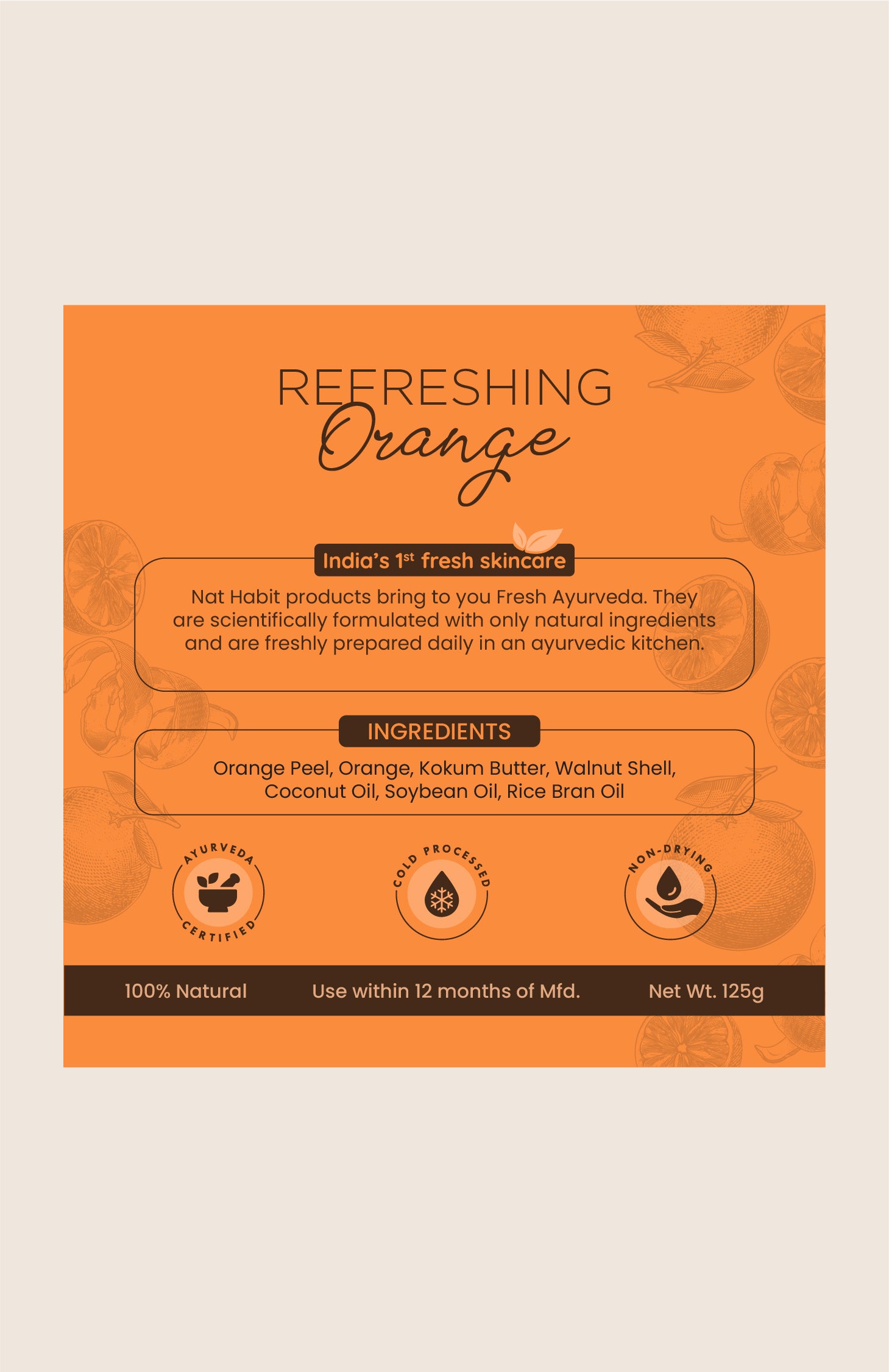 Cold Processed Refreshing Orange Soap 125g × 1