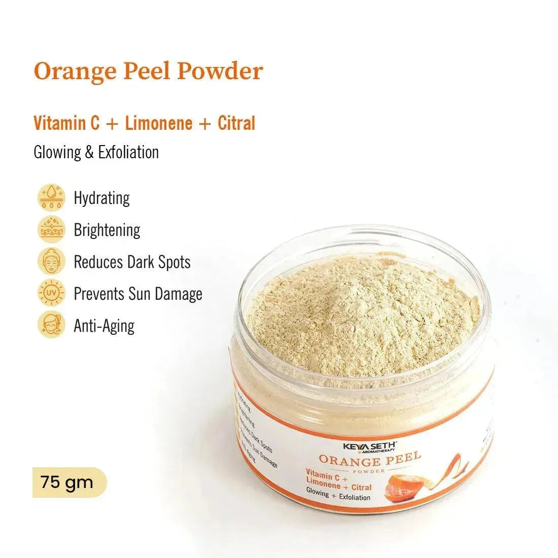 Orange Peel Powder Vitamin C Face Pack for Women & Men, Glowing Skin Exfoliation 75g