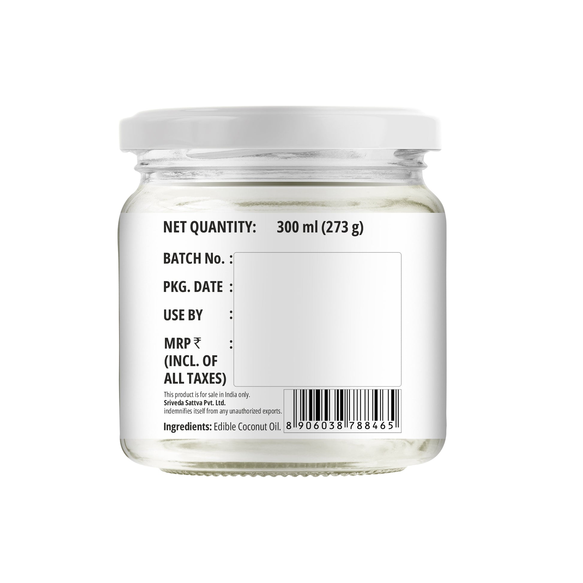 Organic Virgin Coconut Oil - Cold Pressed  | Unrefined | 300 ml 300ml