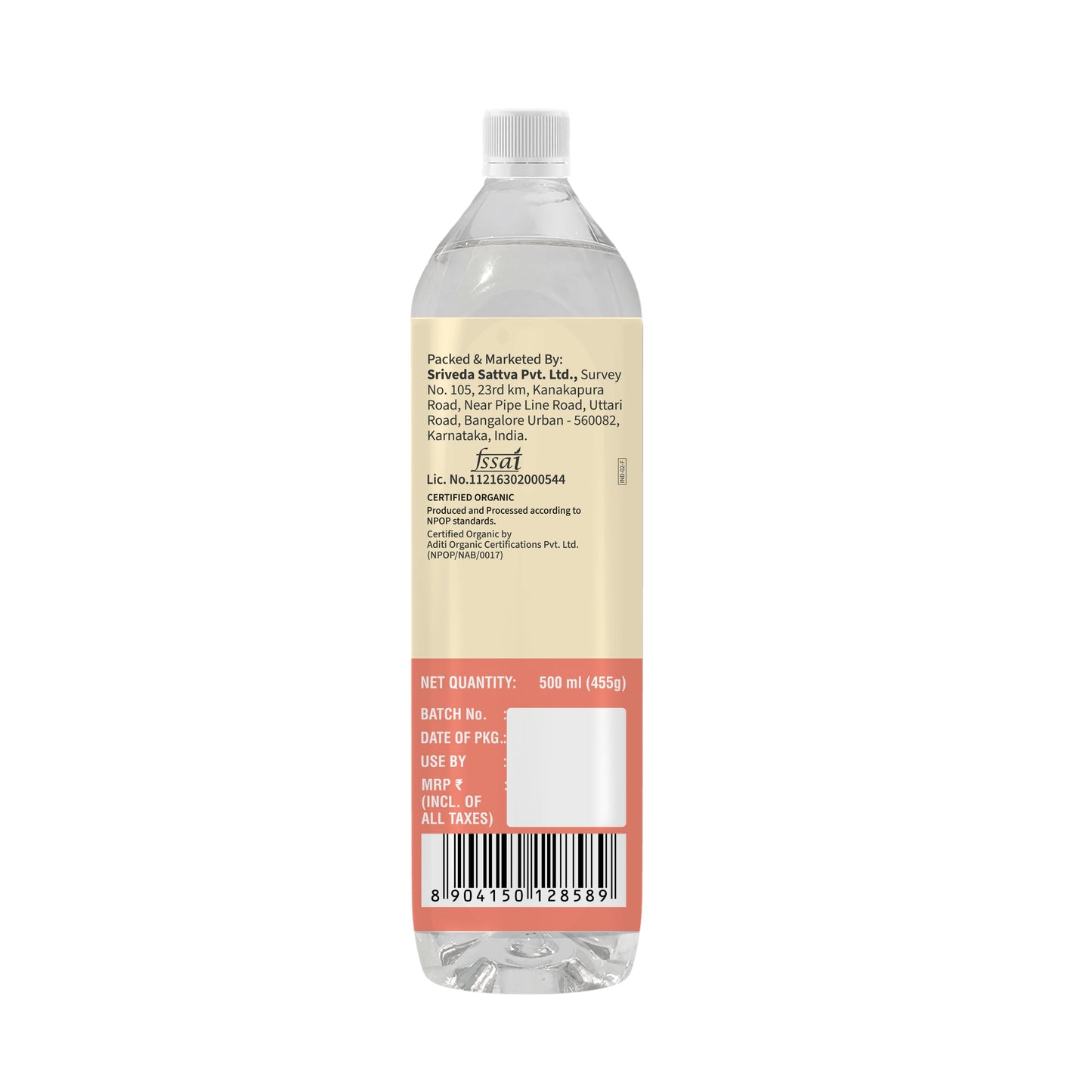 Organic Coconut Oil Bottle - Cold Pressed | Unrefined | 500 ml 500ml