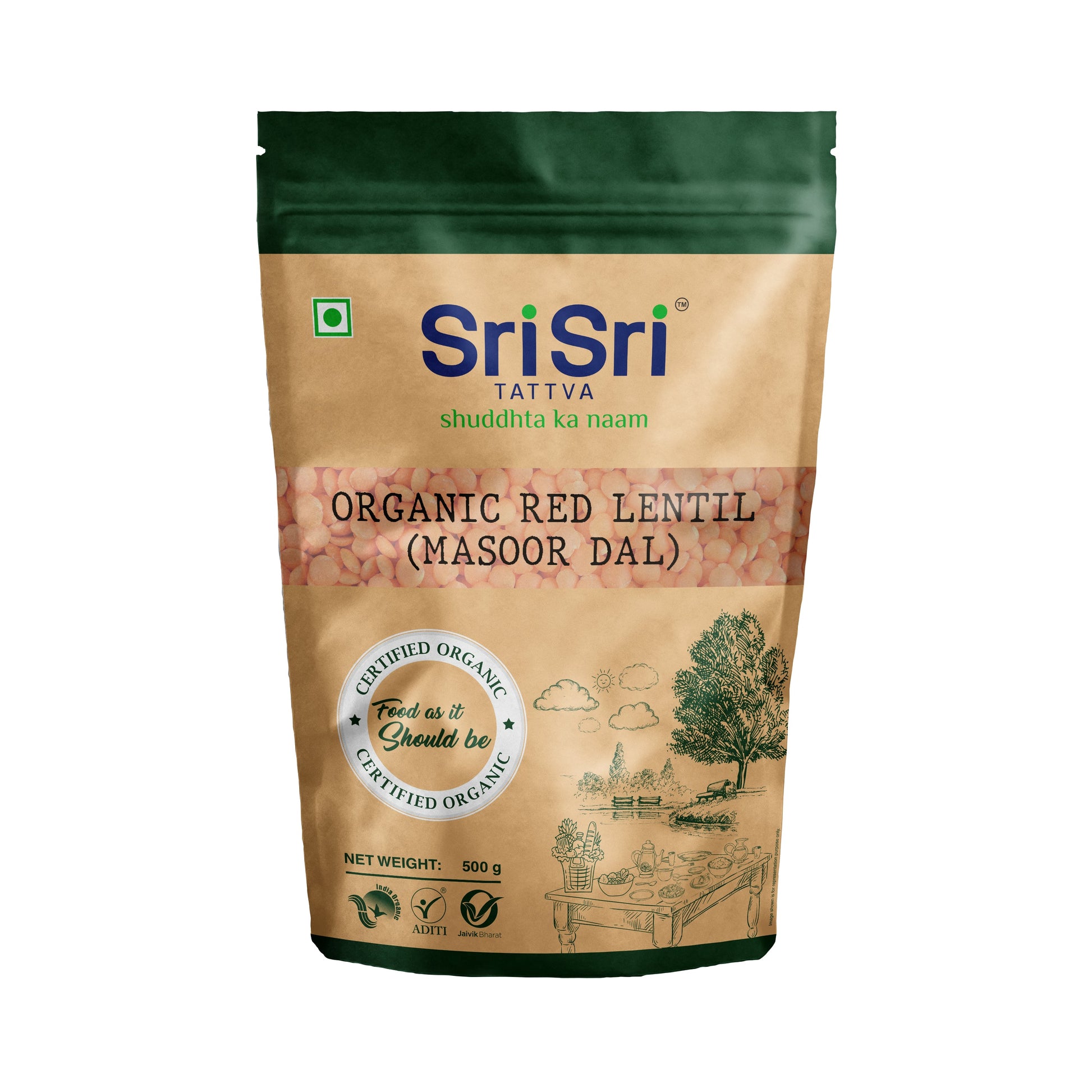 【Sri Sri Tattva】 Organic Red Lentils (Masoor Dal)｜ オーガニック 赤レンズ豆（マスールダール）｜ 500g