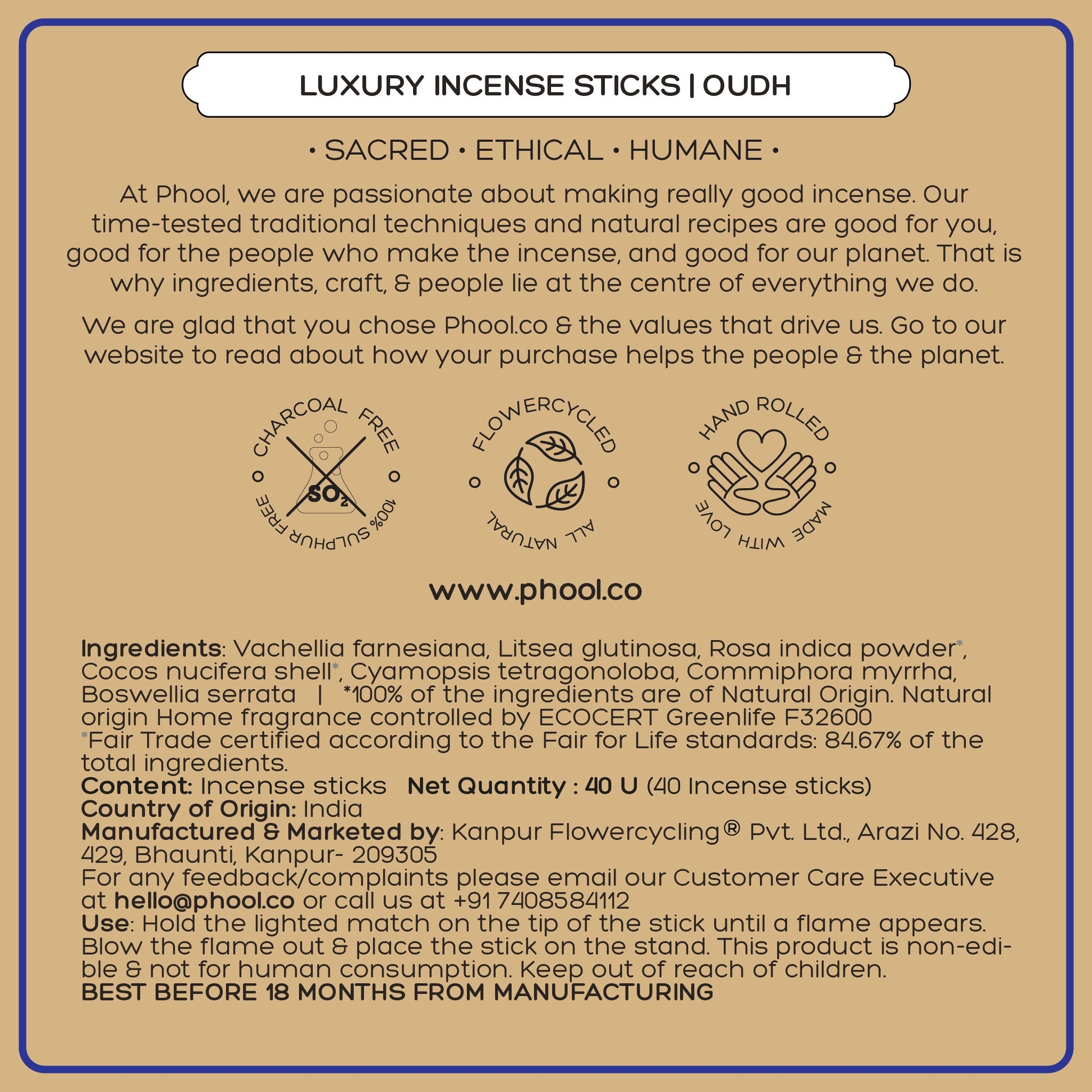 Natural Incense Sticks - Oudh