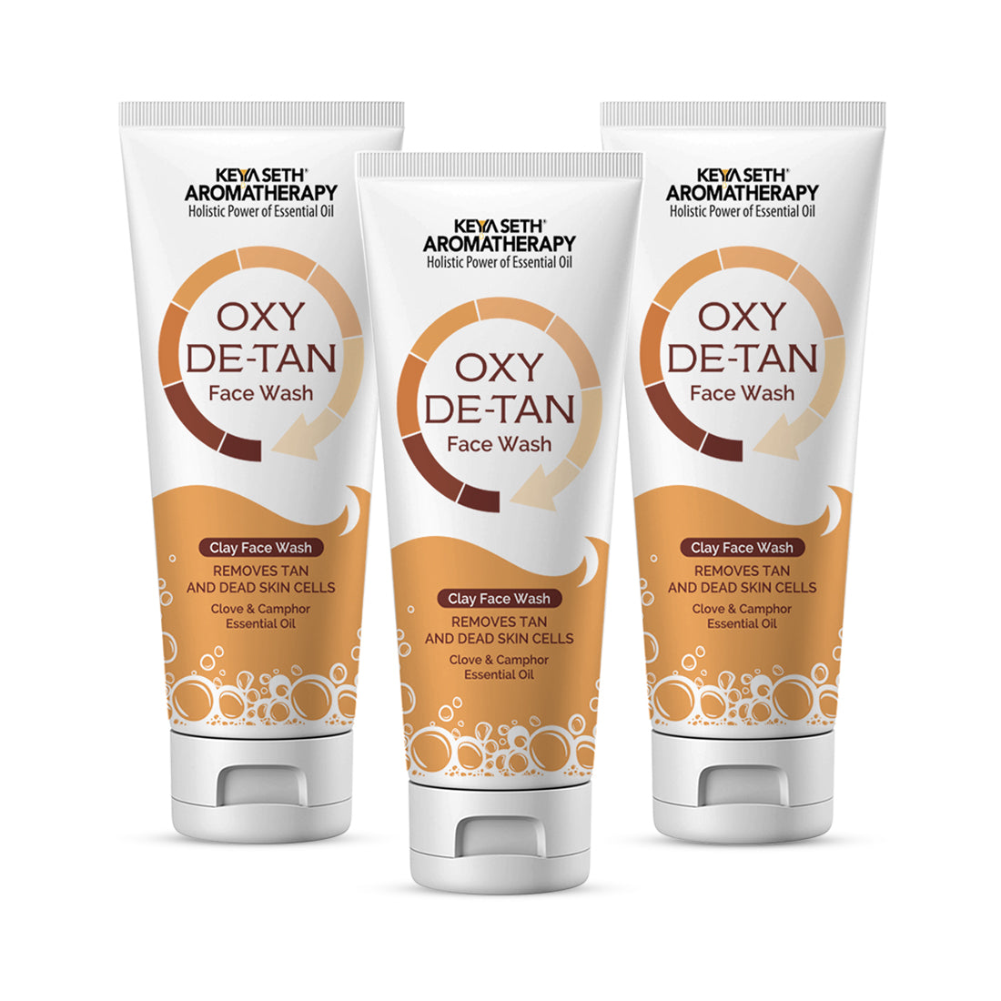 Oxy De Tan Clay Foaming Facewash Hydration & Moisturizing Infused with Clove & Camphor Oil, Removes Tan & Dead Skin Cells SLS & Paraben Free 100ml 100ml x 3