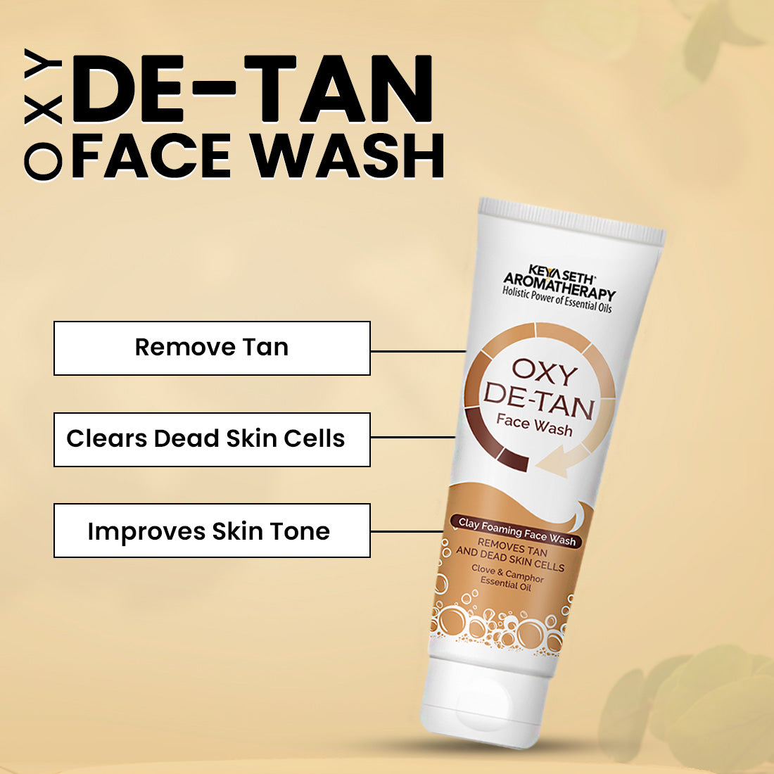 Oxy De Tan Clay Foaming Facewash Hydration & Moisturizing Infused with Clove & Camphor Oil, Removes Tan & Dead Skin Cells SLS & Paraben Free 100ml 100ml