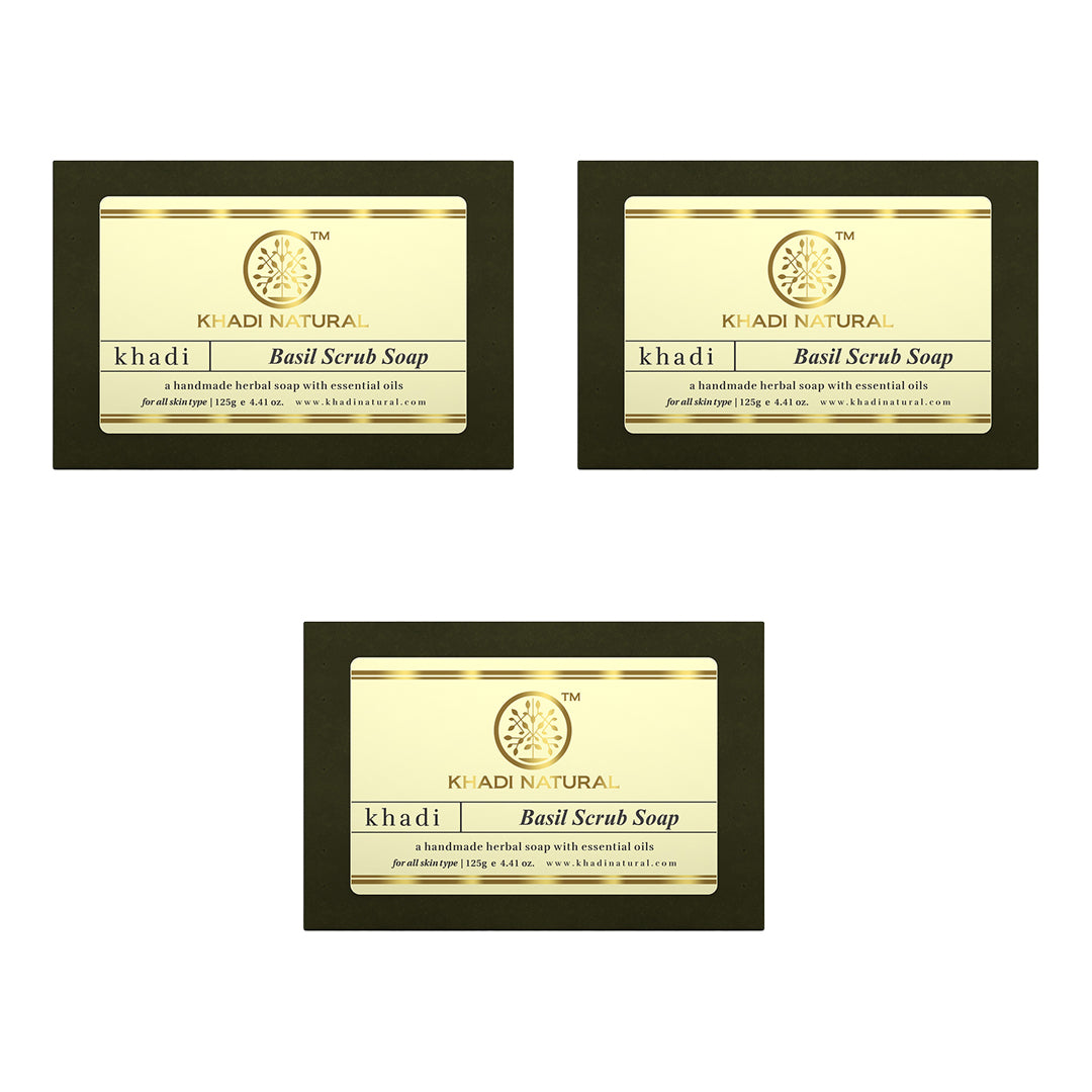 Herbal Basil Scrub Soap Combo Pack Of 3 125gm Each