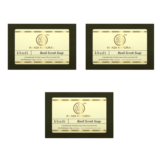 Herbal Basil Scrub Soap Combo Pack Of 3 125gm Each