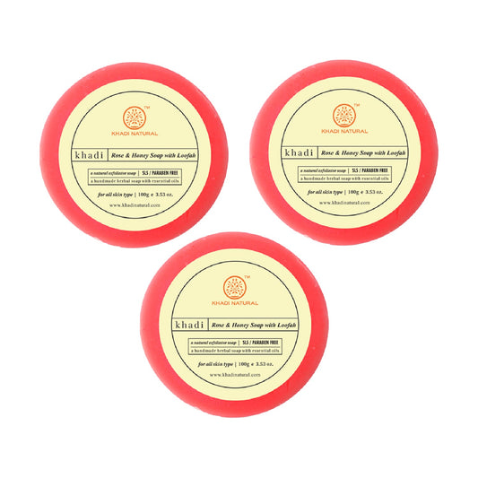Rose & Honey Loofah Soap Combo Pack Of 3 100gm Each