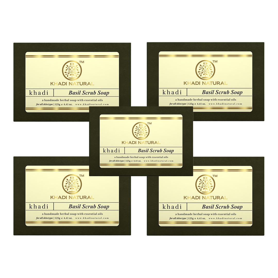 Herbal Basil Scrub Soap Combo Pack Of 5 125gm Each