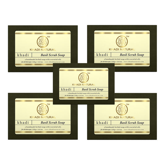 Herbal Basil Scrub Soap Combo Pack Of 5 125gm Each