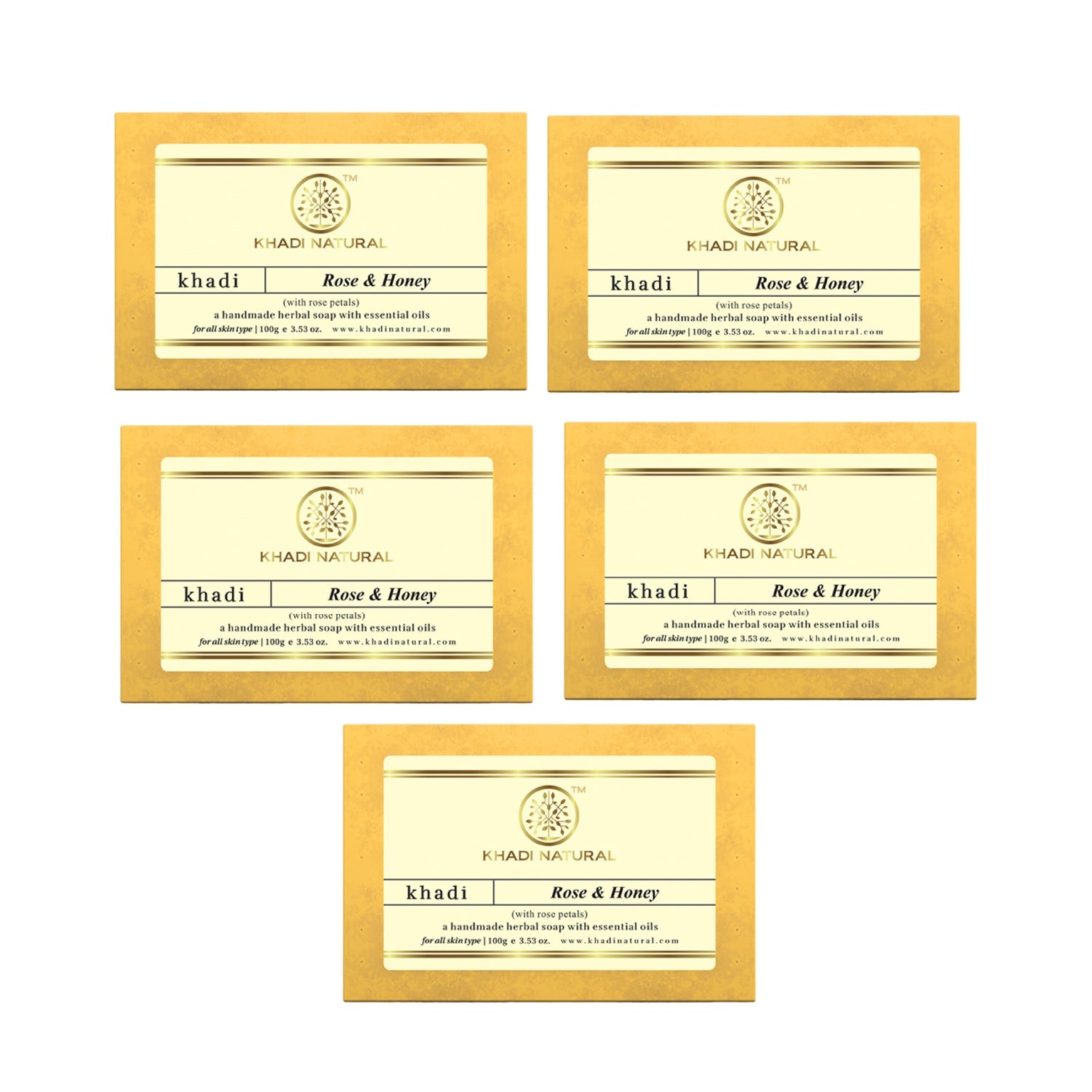 Rose & Honey With Rose Petals Soap Combo Pack Of 5 100gm Each