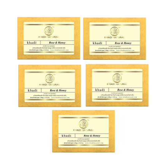 Rose & Honey With Rose Petals Soap Combo Pack Of 5 100gm Each