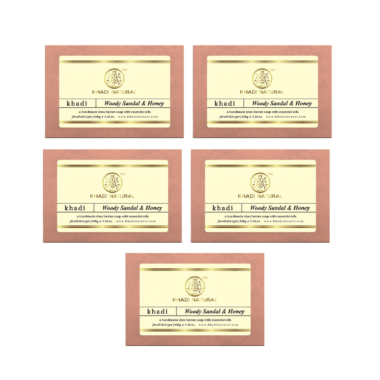 Woody Sandal & Honey Soap Combo Pack Of 5 100gm Each