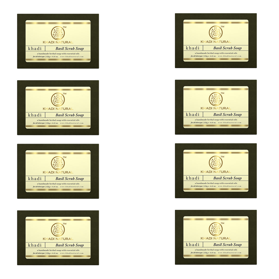 Herbal Basil Scrub Soap Combo Pack Of 8 125gm Each