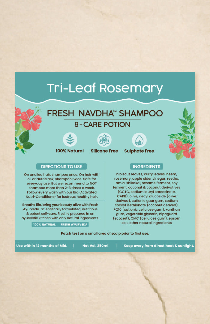 Anti-HairFall Tri-Leaf Rosemary Navdha Shampoo 250ml