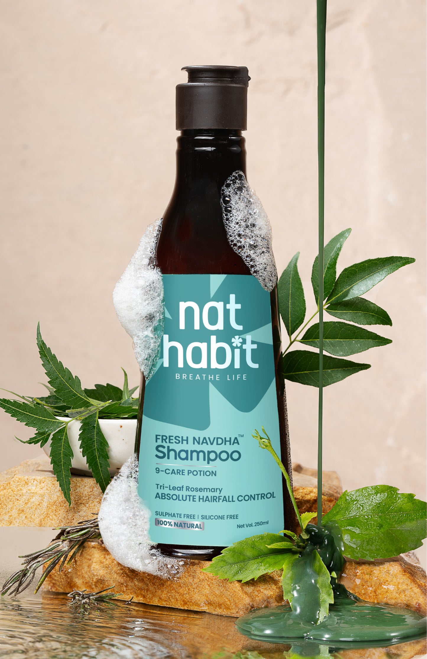 Anti-HairFall Tri-Leaf Rosemary Navdha Shampoo 250ml