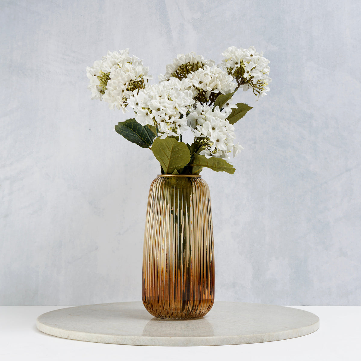 【Pure Home + Living】 Light Amber & Dark Amber Ribbed Vase｜ライトアンバー＆ダークアンバー リブ 花瓶｜12.5×12.5×25cm
