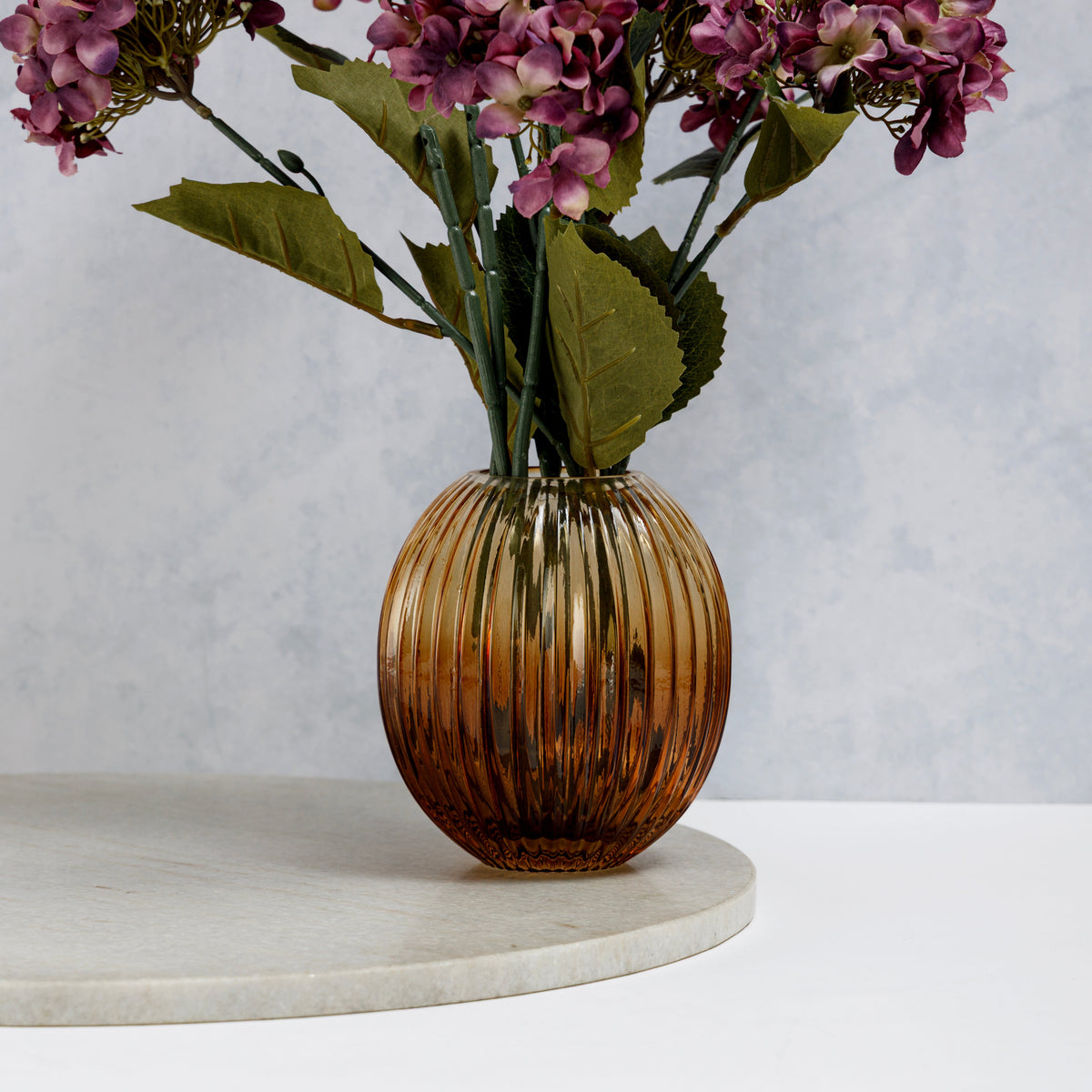 【Pure Home + Living】 Light Amber & Dark Amber Round Vase｜ライトアンバー＆ダークアンバー ラウンド 花瓶｜13×13×14.3cm