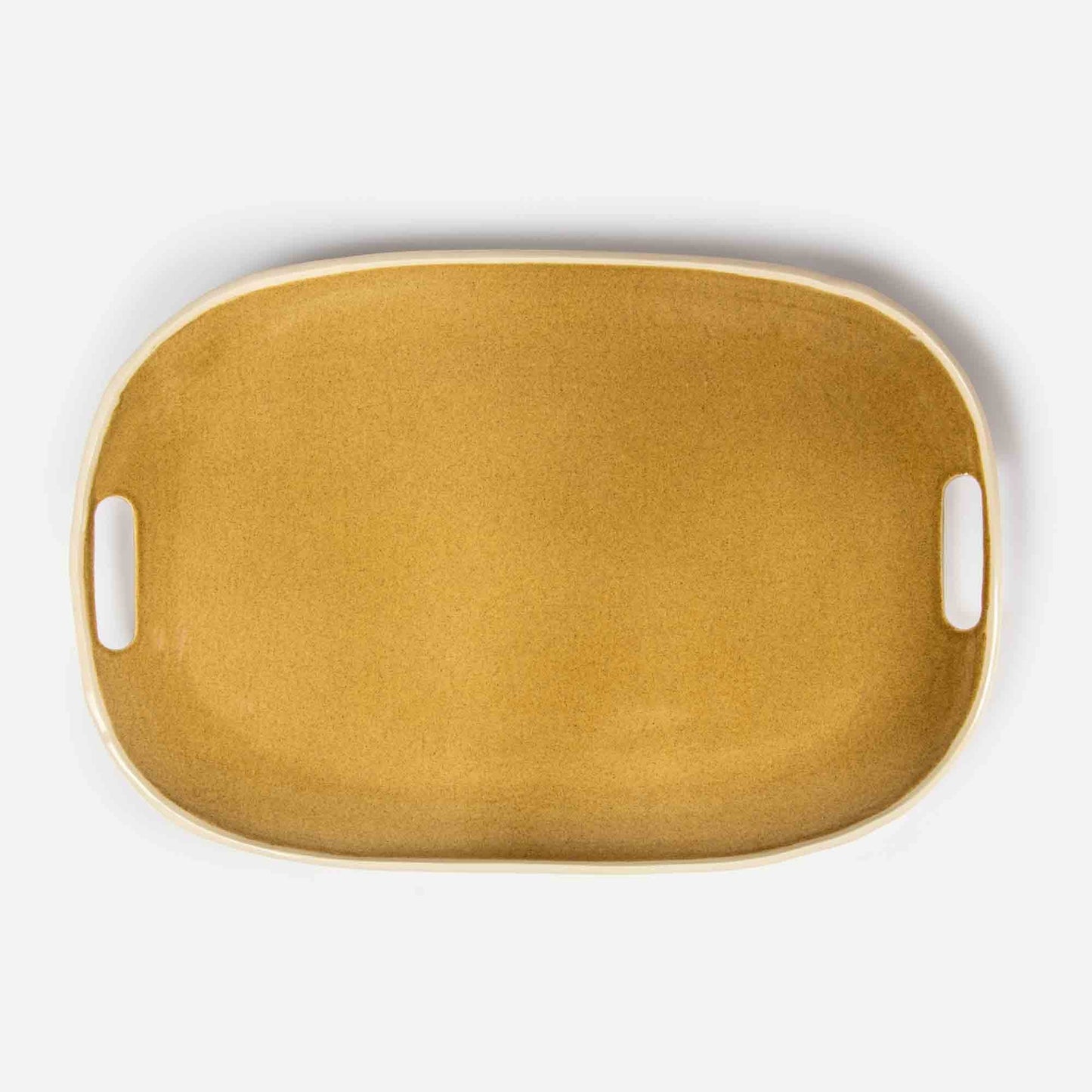 MUSTARD STONEWARE TRAY 41.5(長さ) x 28(幅) x 3.2(高さ)