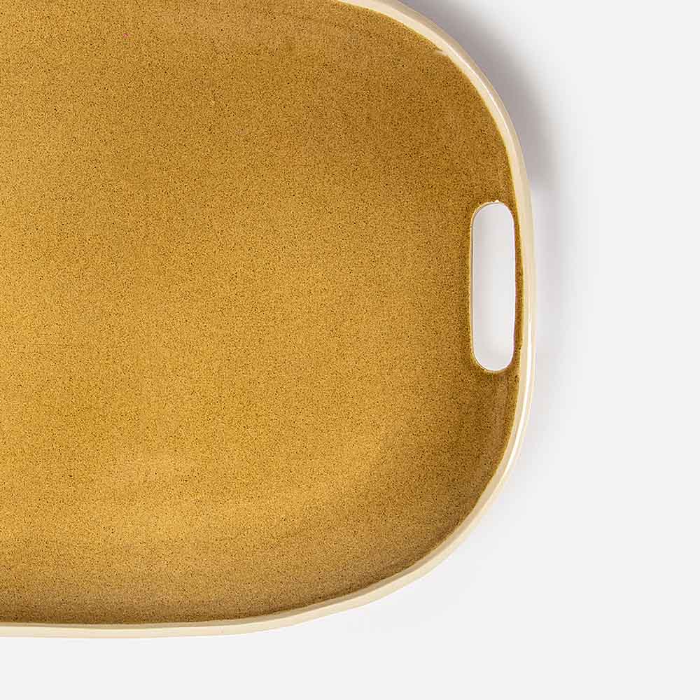 MUSTARD STONEWARE TRAY 41.5(長さ) x 28(幅) x 3.2(高さ)