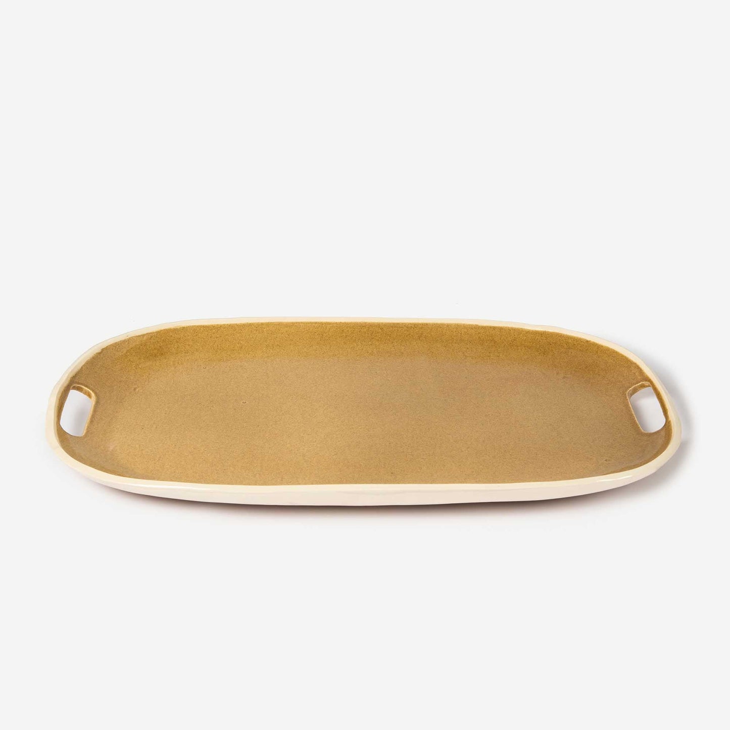 MUSTARD STONEWARE TRAY 41.5(長さ) x 28(幅) x 3.2(高さ)