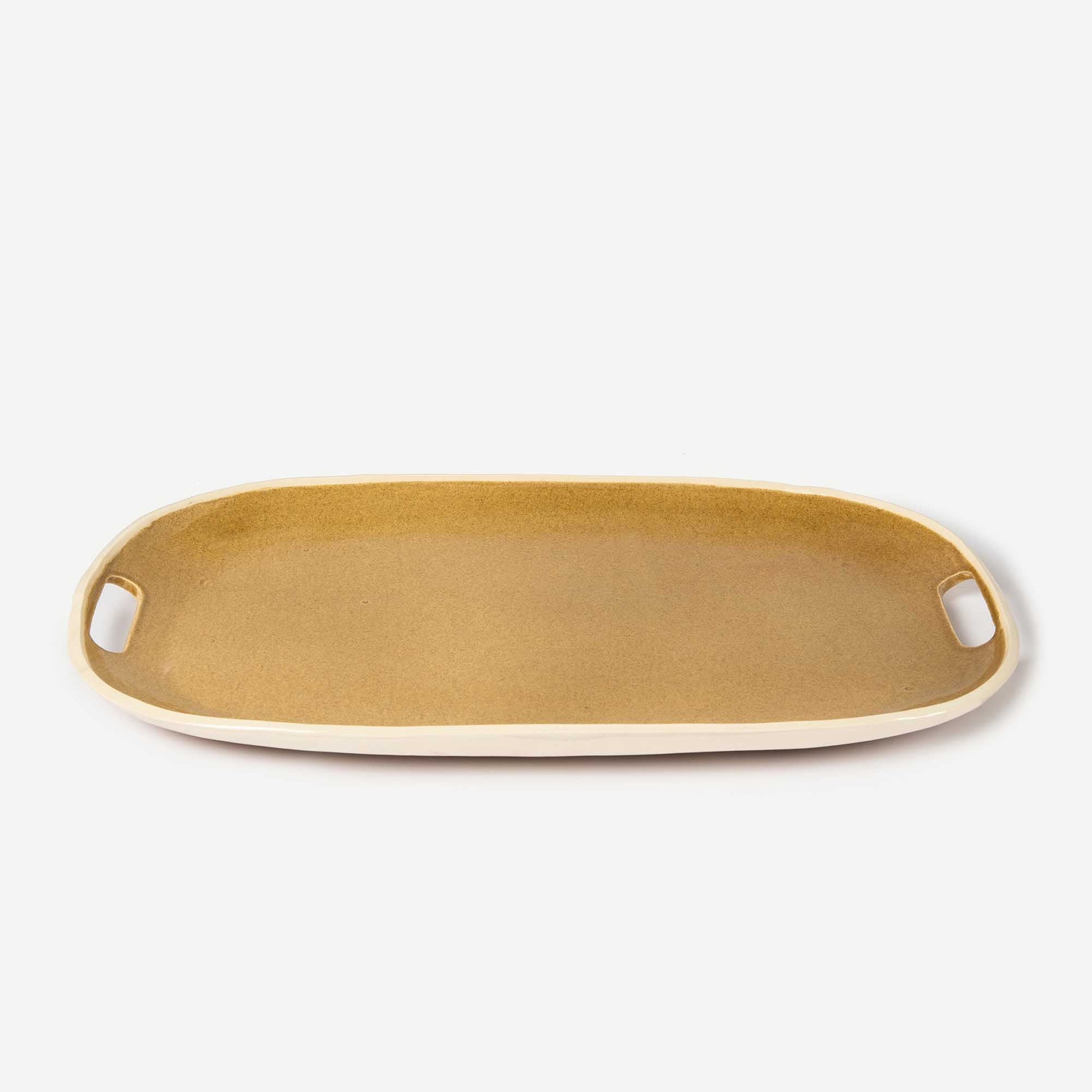 MUSTARD STONEWARE TRAY 41.5(長さ) x 28(幅) x 3.2(高さ)