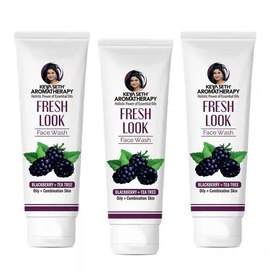 Fresh Look Blackberry & Tea Tree Face Wash, Mild, Hydrating, Moisturizing Foaming, Oily & Combination Skin 100ml x 3
