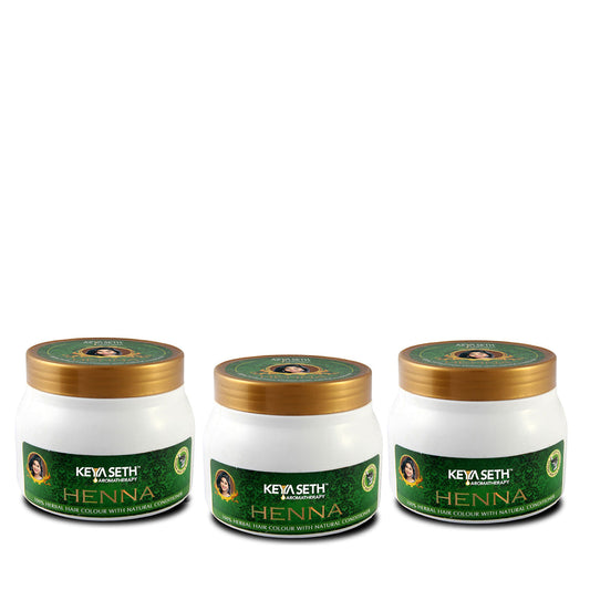 Henna Powder Herbal Hair Colour with Nature Conditioner for Silky & Shiny Hair with Aloe Vera, Catechu & Tea leaves 200g x 3